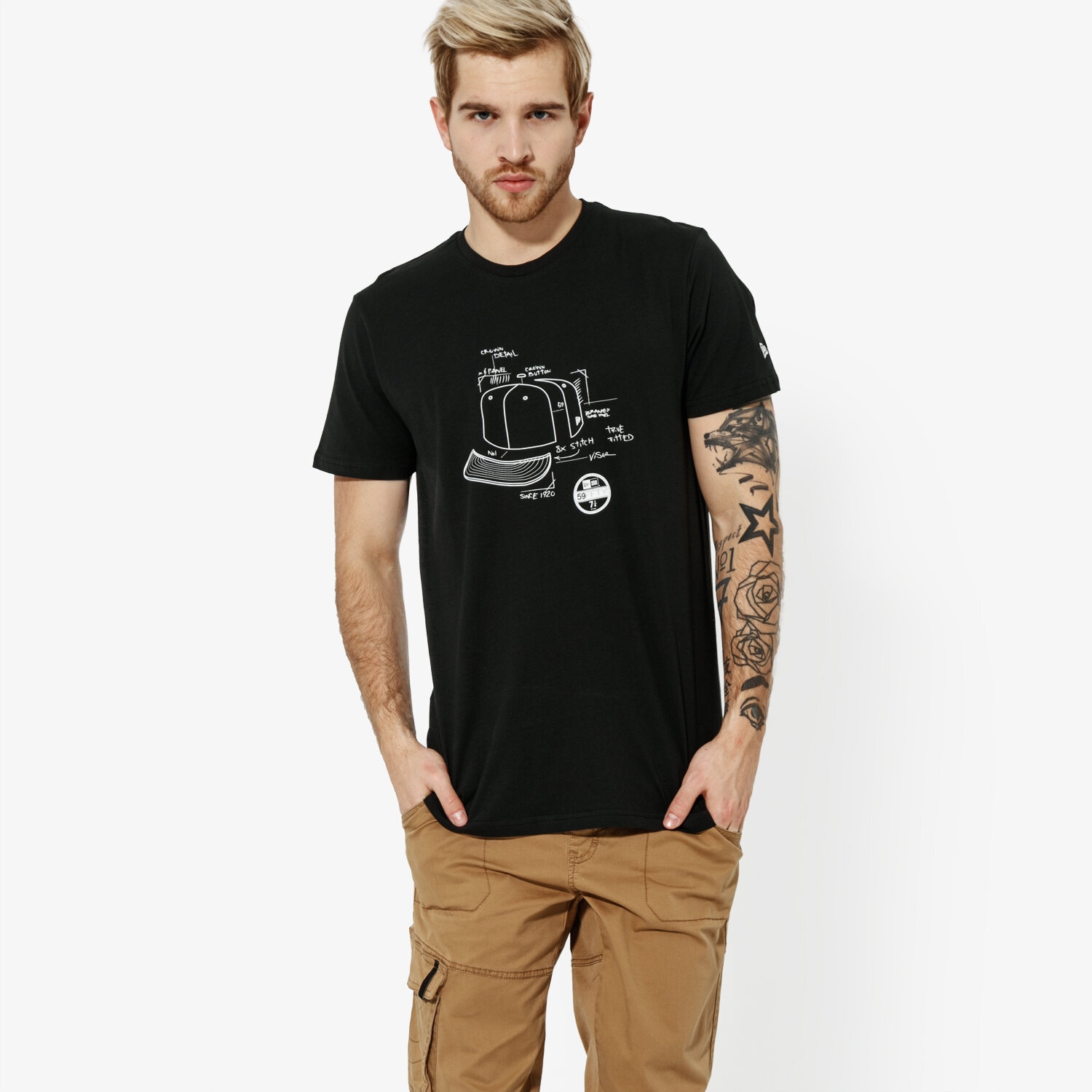 Herren T-Shirt NEW ERA T-SHIRT SS GEO CAP TEE NEWERA BLK 11914643 Schwarz