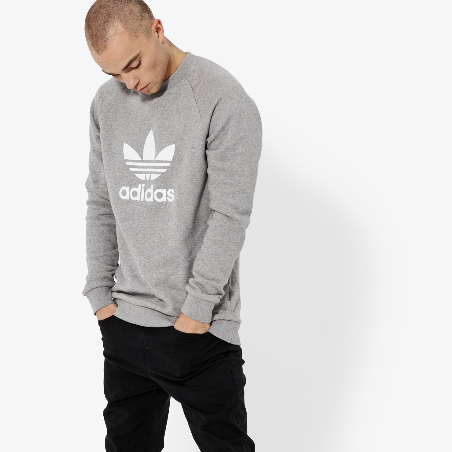Herren ADIDAS SWEATSHIRT TREFOIL CREWMGREYH CY4573 Grau