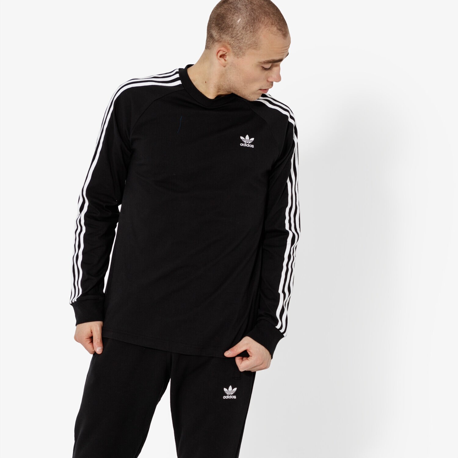 Herren T-Shirt ADIDAS T-SHIRT LS 3-STRIPES LS T ADICOLOR DV1560 Schwarz