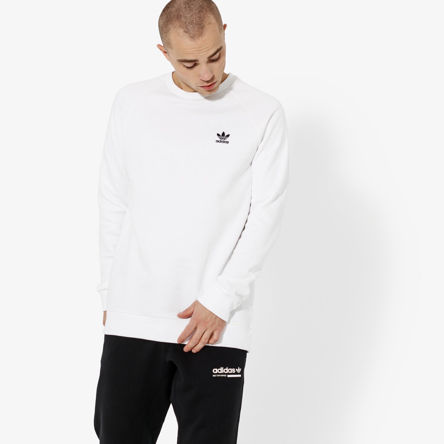 Herren ADIDAS SWEATSHIRT ESSENTIAL CREW ADICOLOR DV1599 Weiß