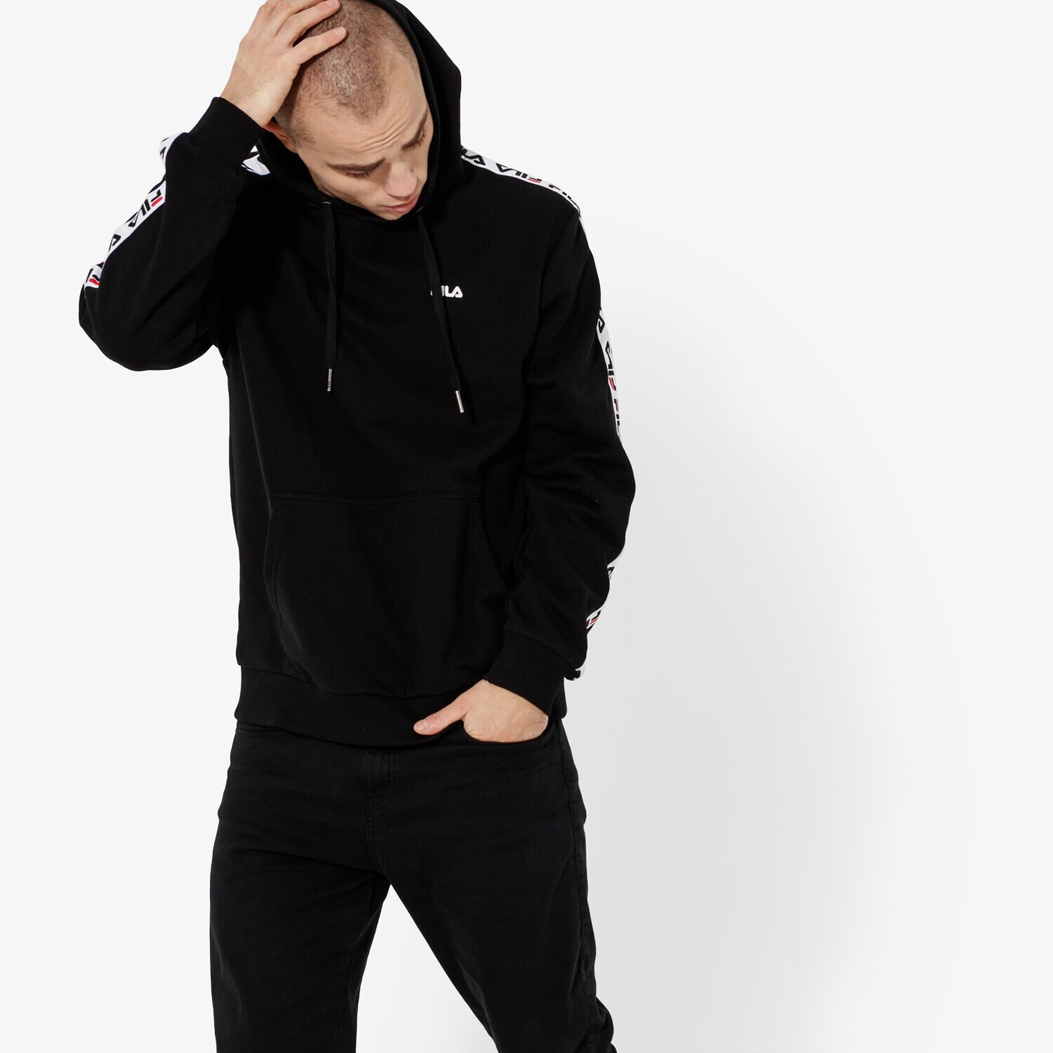 Herren FILA SWEATSHIRT DAVID TAPE HOODIE 687023002 Schwarz