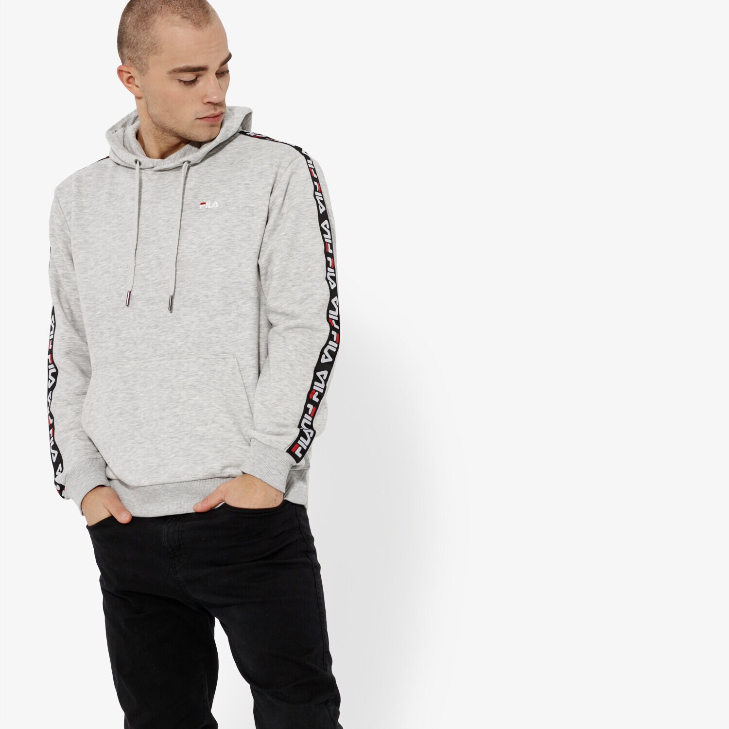 Herren FILA SWEATSHIRT DAVID TAPE HOODIE 687023B13 Grau