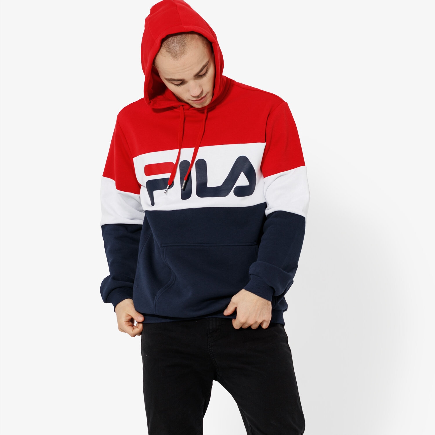 Herren FILA SWEATSHIRT NIGHT BLOCKED HOODIE 687001G06 Dunkelblau