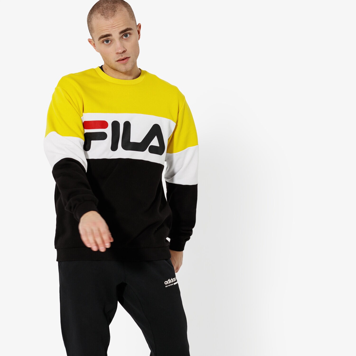 Herren FILA SWEATSHIRT STRAIGHT BLOCKED CREW SWEAT 681255A063 Schwarz