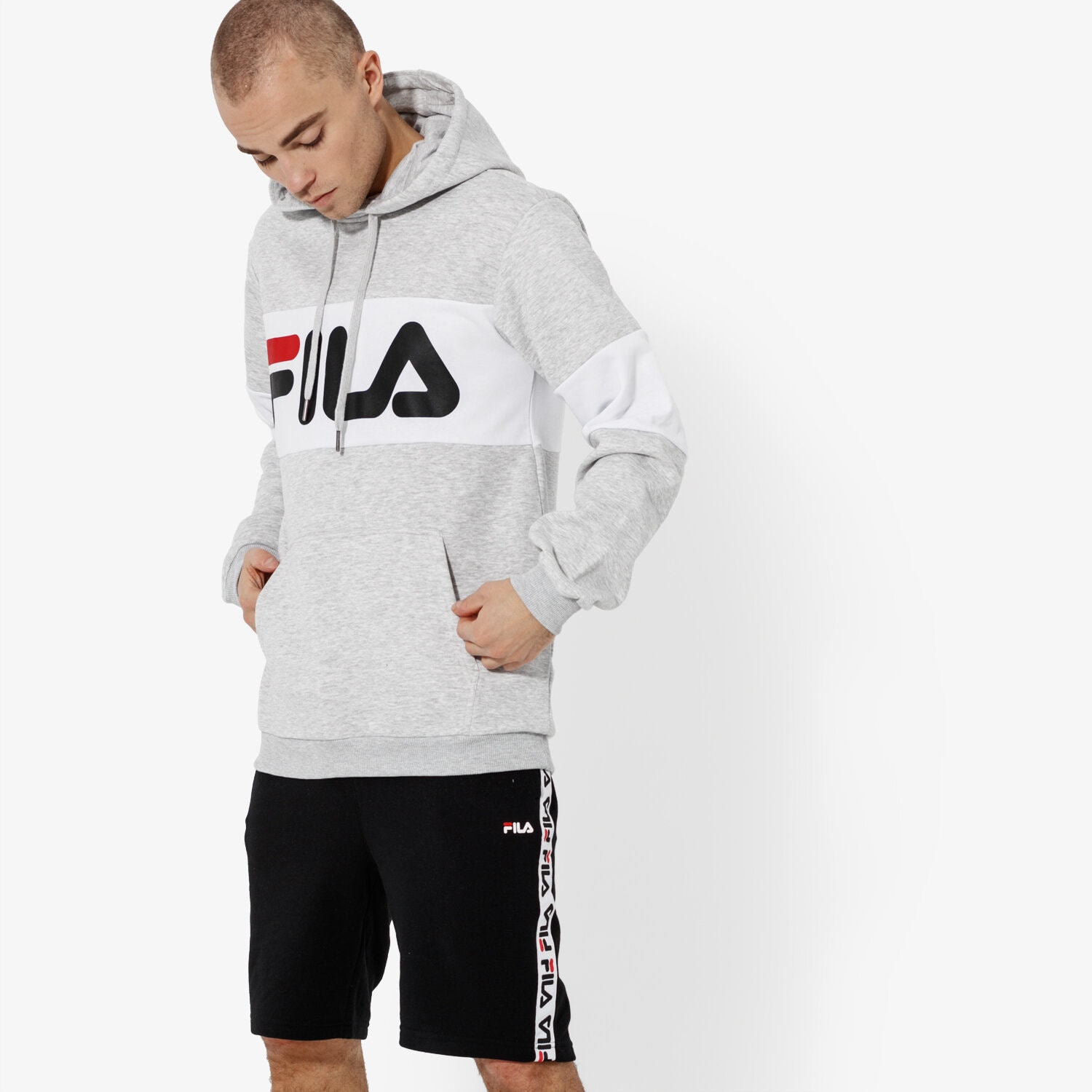 Herren FILA SWEATSHIRT NIGHT BLOCKED HOODIE 687001A068 Grau