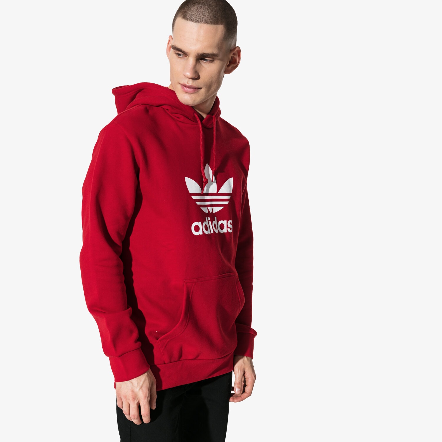 Herren ADIDAS SWEATSHIRT TREFOIL HOODIE ADICOLOR DX3614 Rot