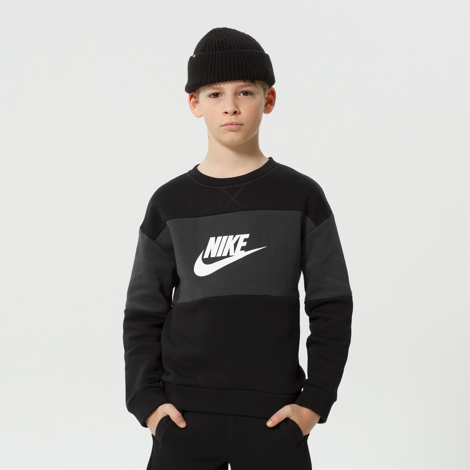 Kinder T-Shirt NIKE SET K NSW FT CREW/SHORT TS BOY DO6789-010 Schwarz