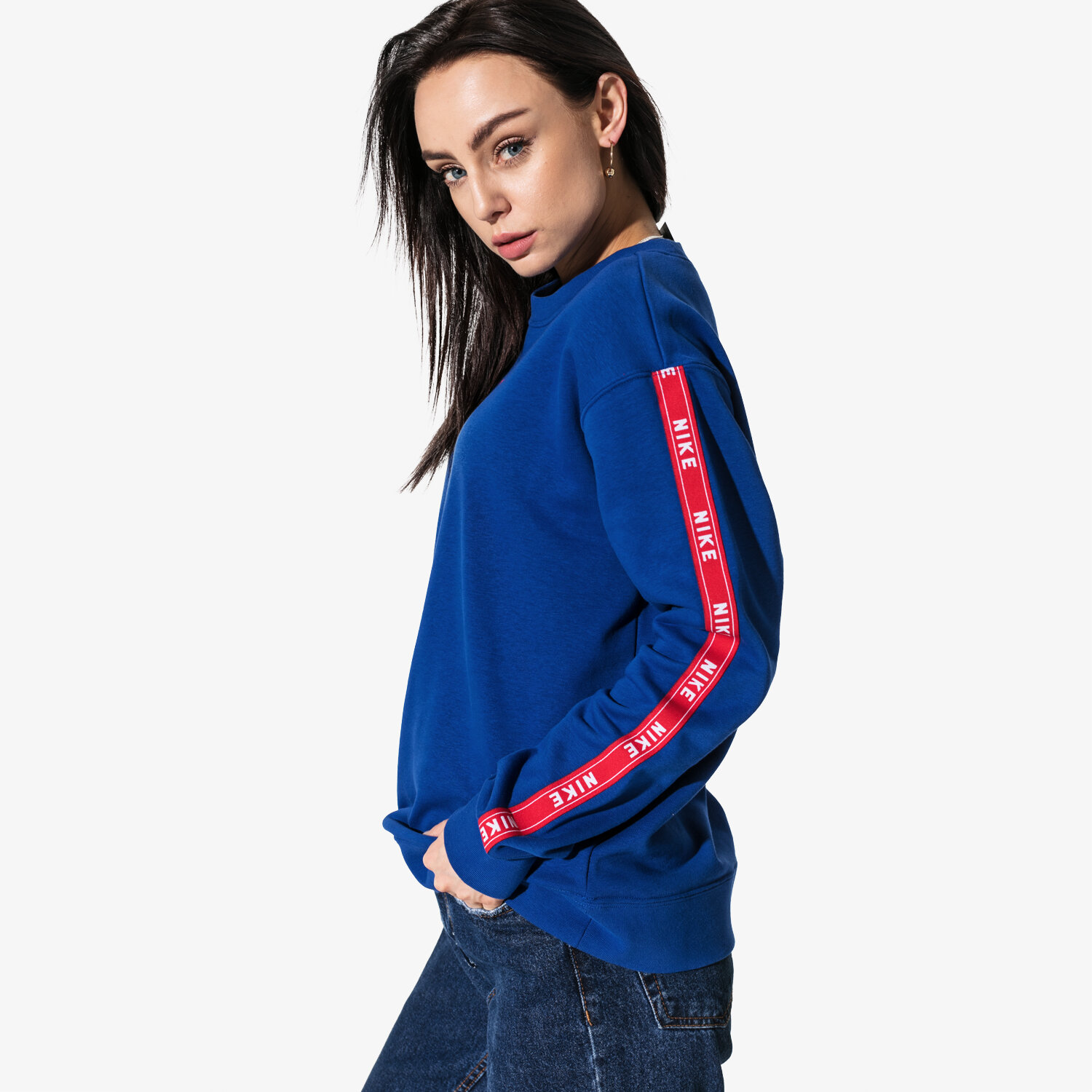 Damen NIKE SWEATSHIRT W NSW CREW LOGO TAPE SPORTSWEAR AR3054-438 Blau