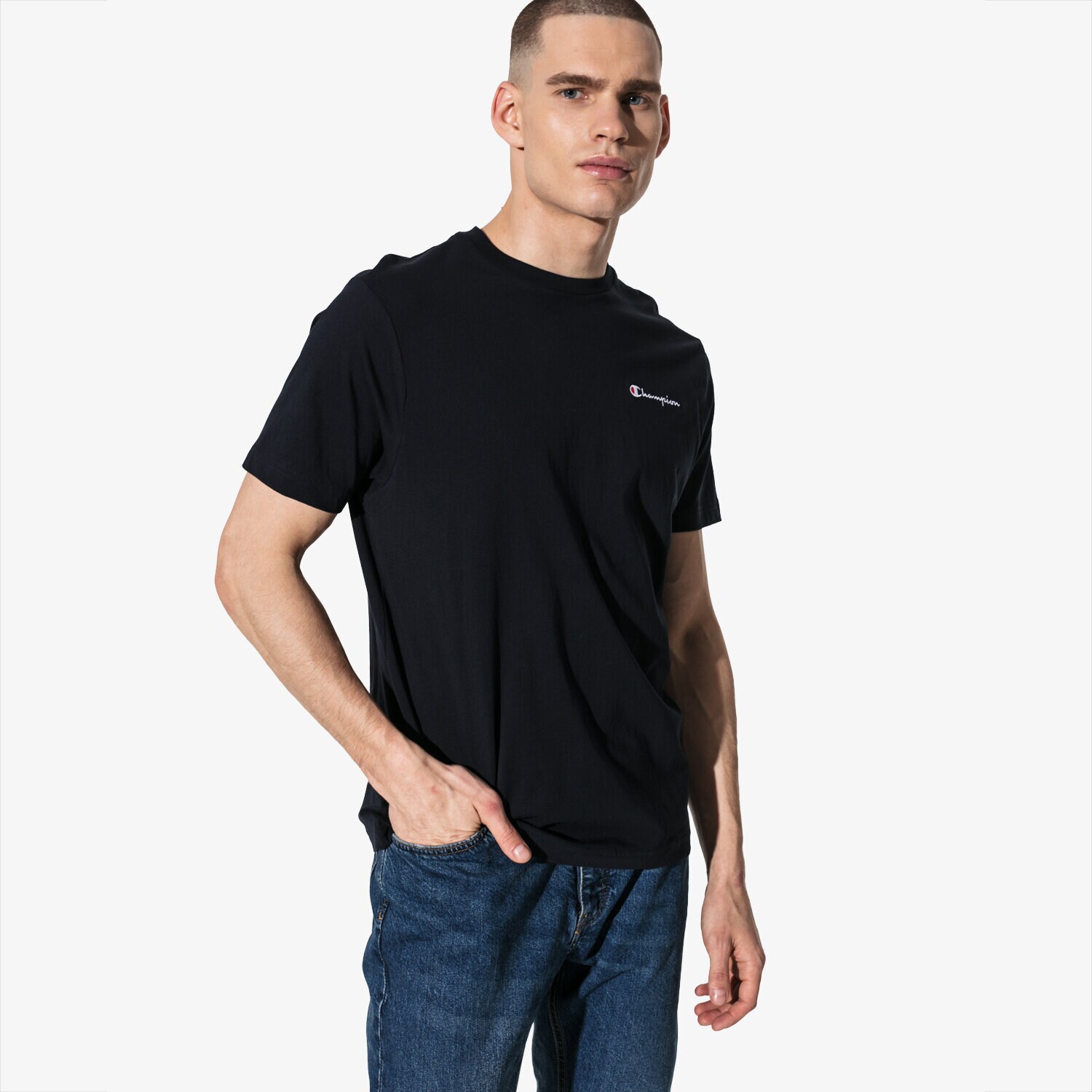 Herren T-Shirt CHAMPION T-SHIRT SS BASIC T-SHIRT CHZ183180-2192 Dunkelblau