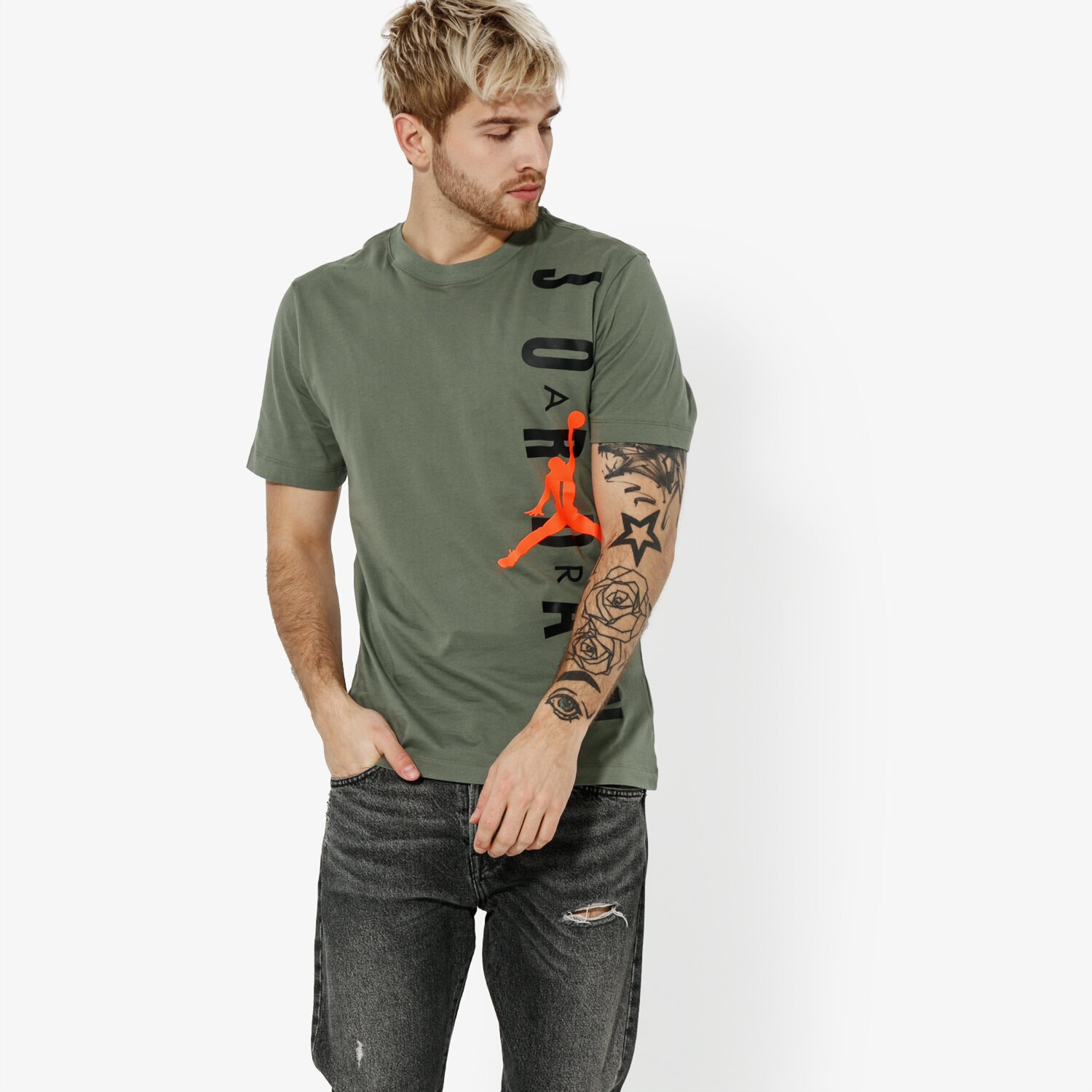 Herren T-Shirt JORDAN T-SHIRT SS M AIR JUMPMAN VERTICAL BV0086-351 Khaki