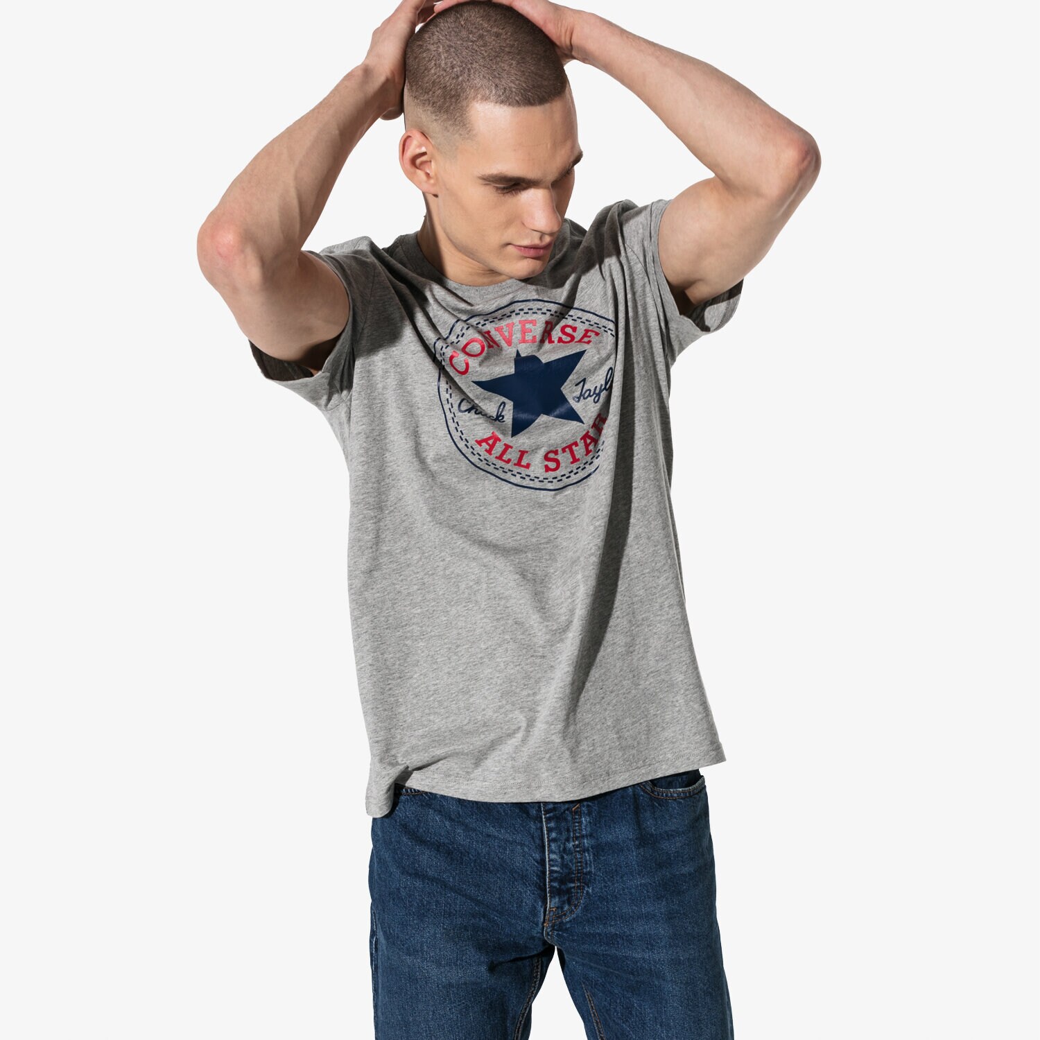 Herren T-Shirt CONVERSE T-SHIRT SS CHUCK PATCH TEE 10007887-A03 Grau