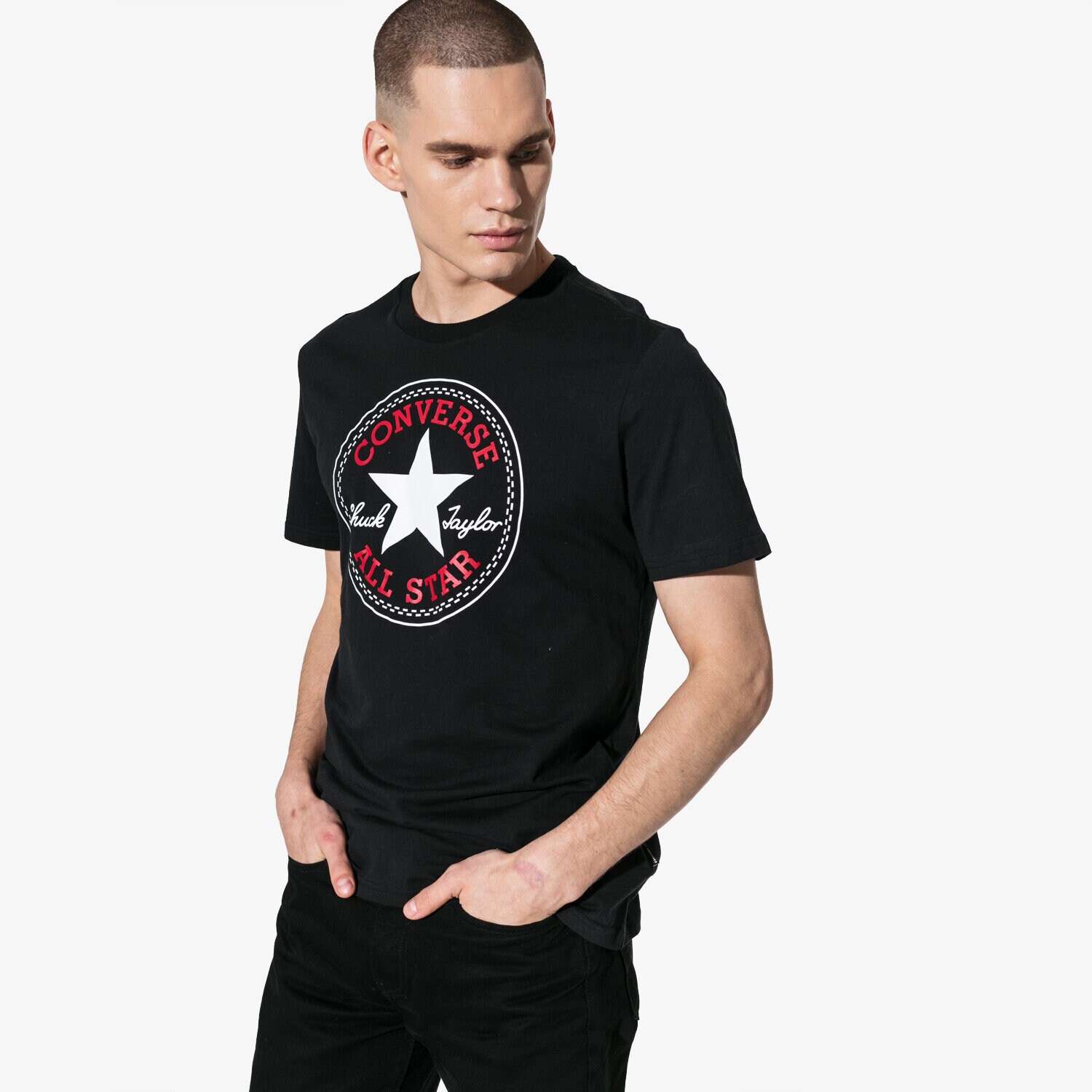Herren T-Shirt CONVERSE T-SHIRT SS CHUCK PATCH TEE 10007887-A01 Schwarz