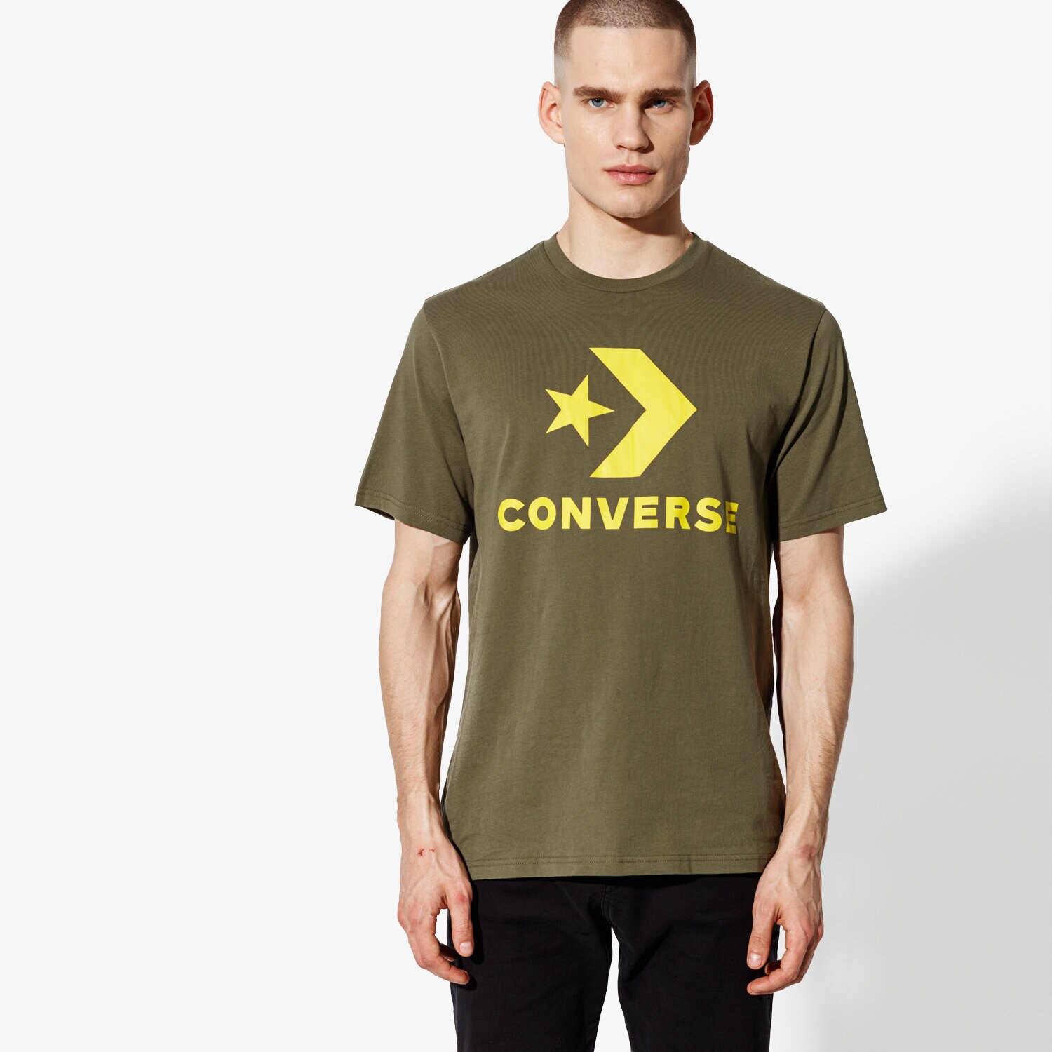 Herren T-Shirt CONVERSE T-SHIRT SS STAR CHEVRON TEE 10007888-A09 Khaki