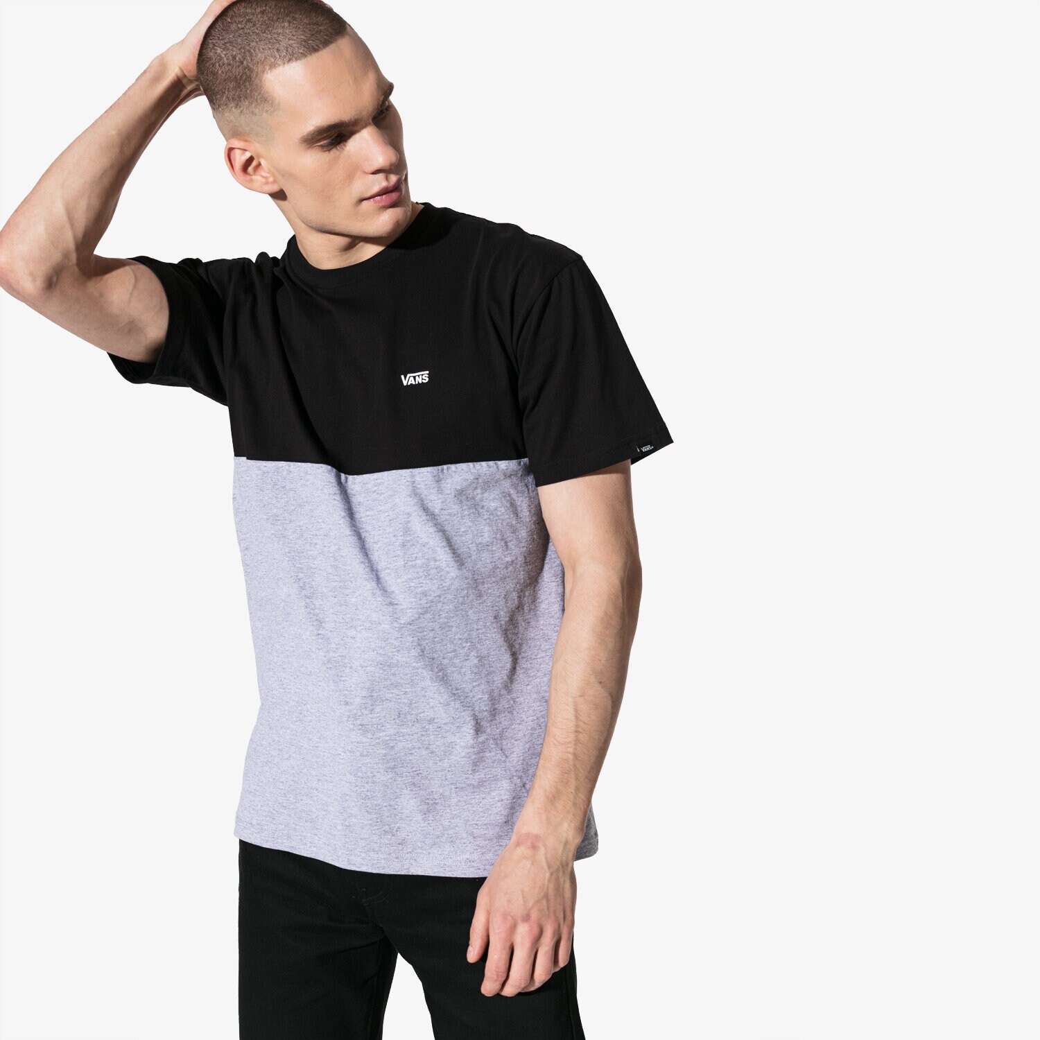 Herren T-Shirt VANS T-SHIRT SS MN COLORBLOCK TEE BLK/WHT VN0A3CZDJGP1 Schwarz