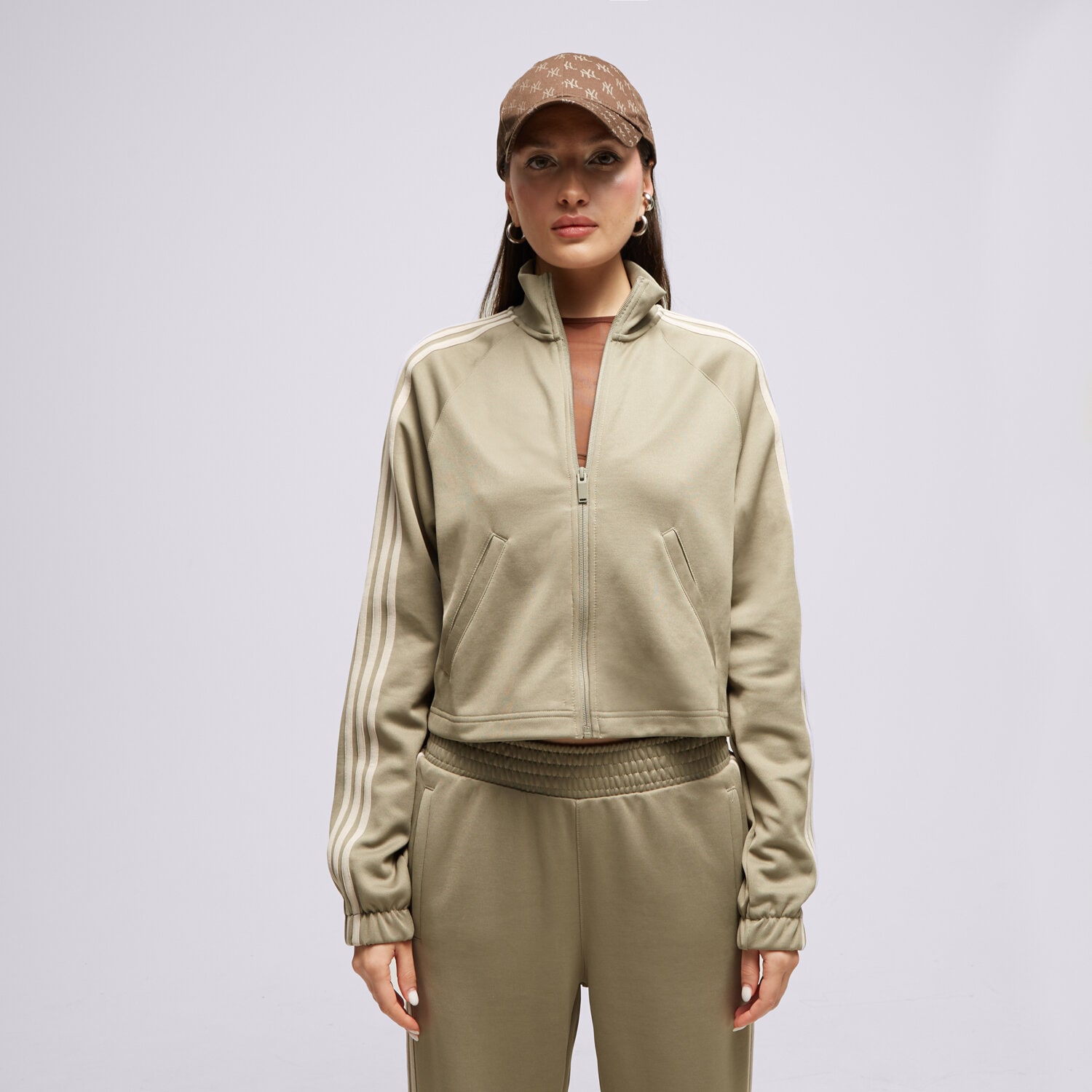 Damen ADIDAS SWEATSHIRT MIT REIßVERSCHLUSS   TRICOT WARM-UP JACKET IJ5229 Grau