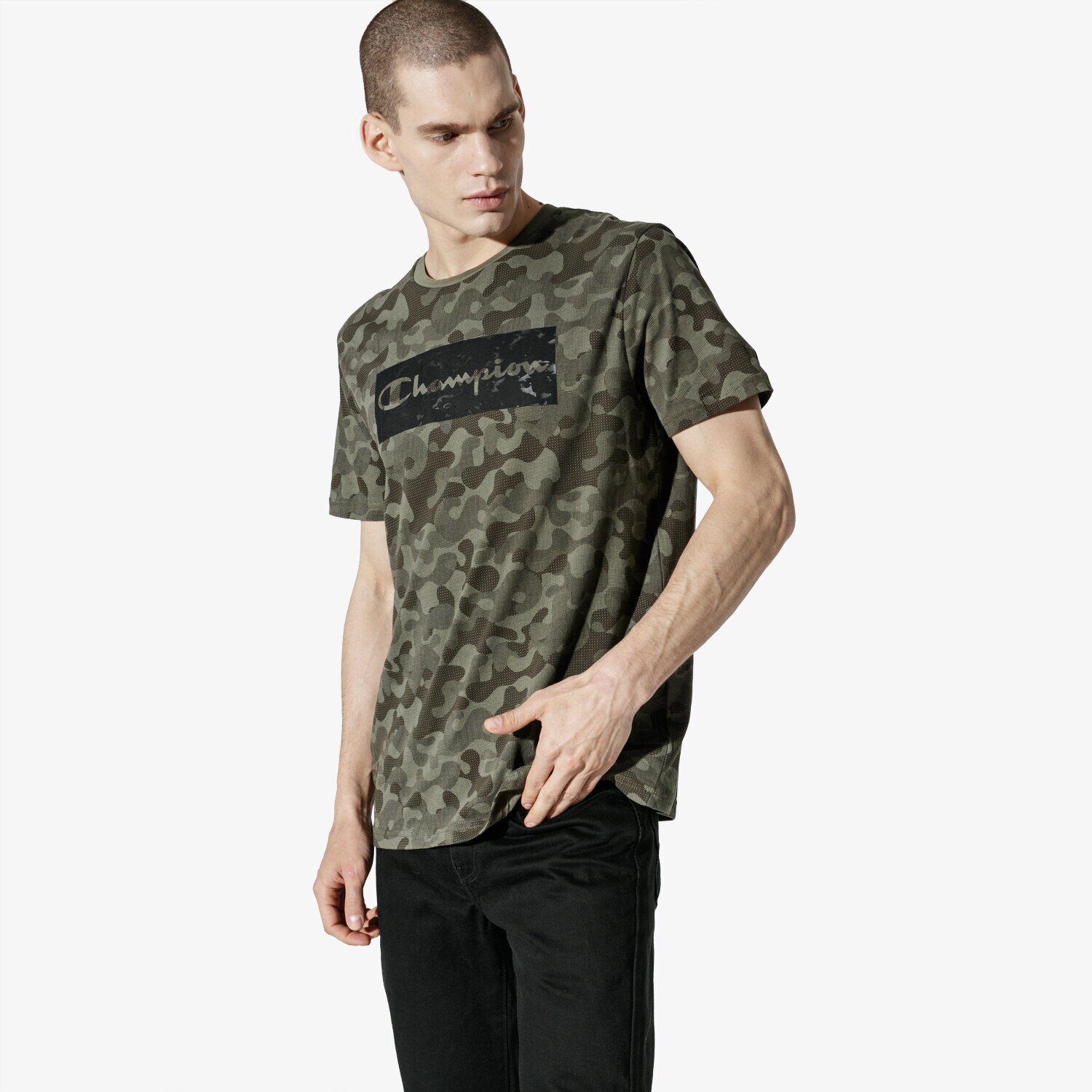 Herren T-Shirt CHAMPION T-SHIRT SS PRINTED T-SHIRT CHZ191183-001 Grün