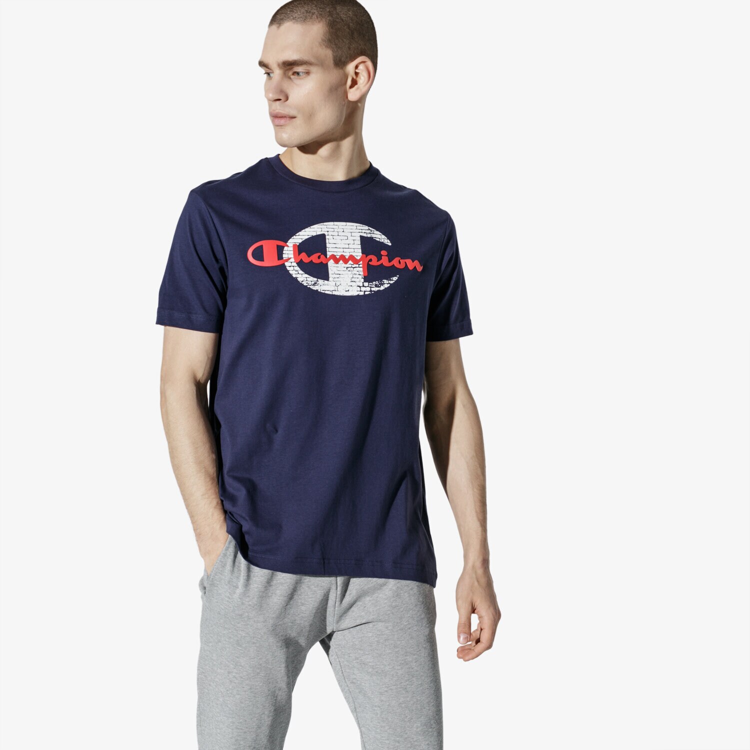 Herren T-Shirt CHAMPION T-SHIRT SS BIG LOGO T-SHIRT CHZ191186-2192 Dunkelblau