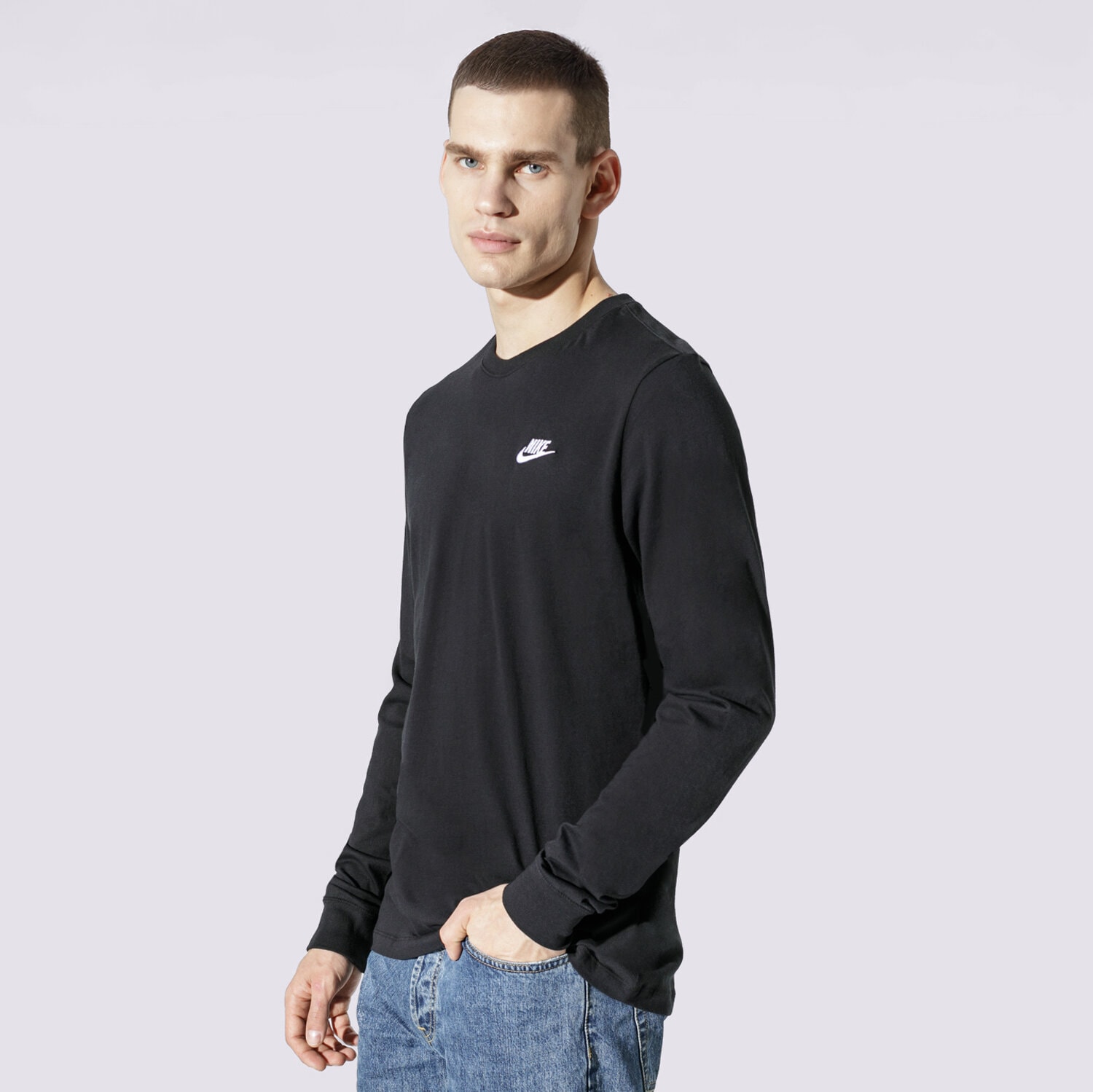 Herren T-Shirt NIKE T-SHIRT NSW CLUB LONG-SLEEVE TEE AR5193-010 Schwarz