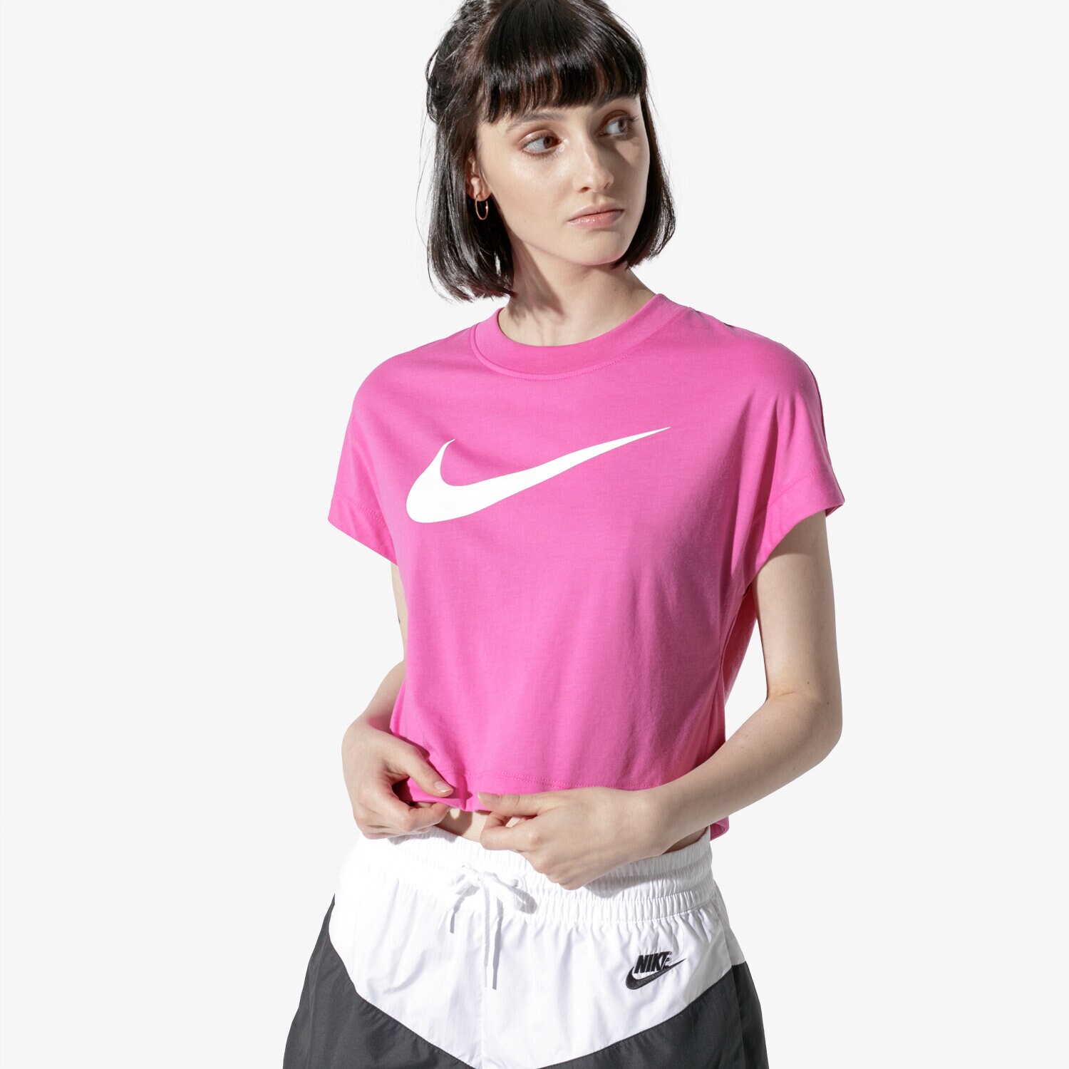 Damen T-Shirt NIKE TOP W NSW SWSH TOP CROP SS AR3064-623 Rosa