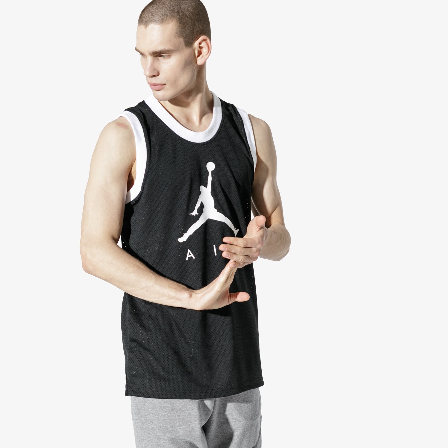 Herren Hosen JORDAN TANK JUMPMAN AIR MESH JERSEY AR0026-010 Schwarz