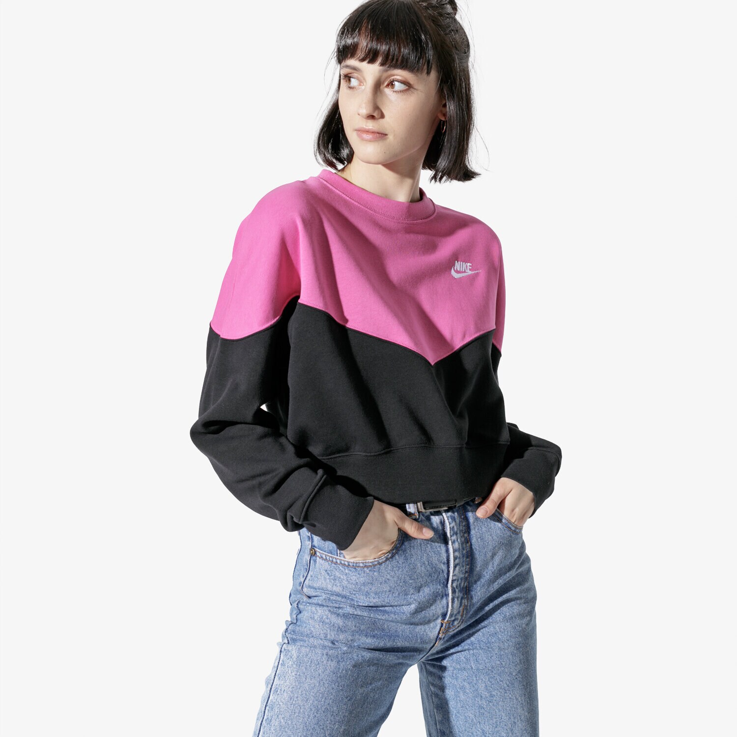 Damen NIKE SWEATSHIRT W NSW HRTG CREW FLC AR2505-011 Rosa