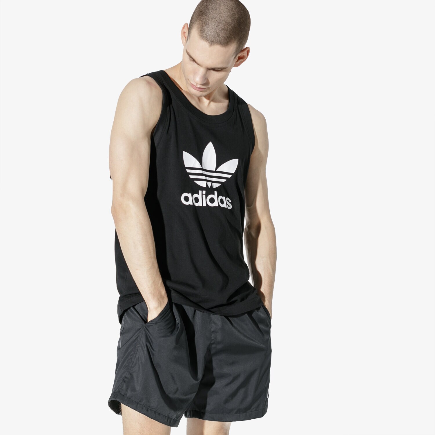 Herren Hosen ADIDAS TANK TREFOIL TANK BLK DV1509 Schwarz