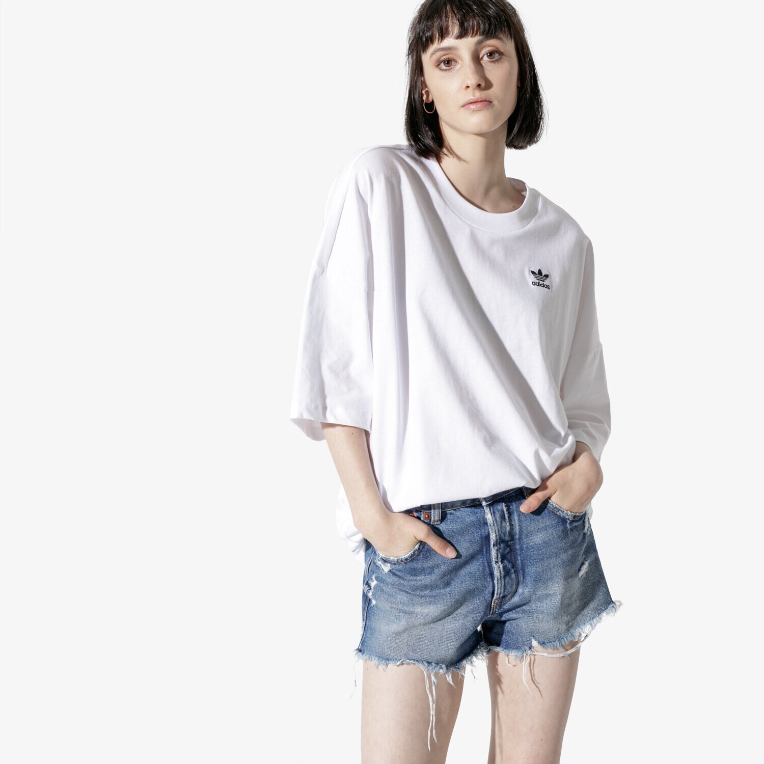Damen T-Shirt ADIDAS T-SHIRT SS RELAXED TEE WHT DW3891 Weiß