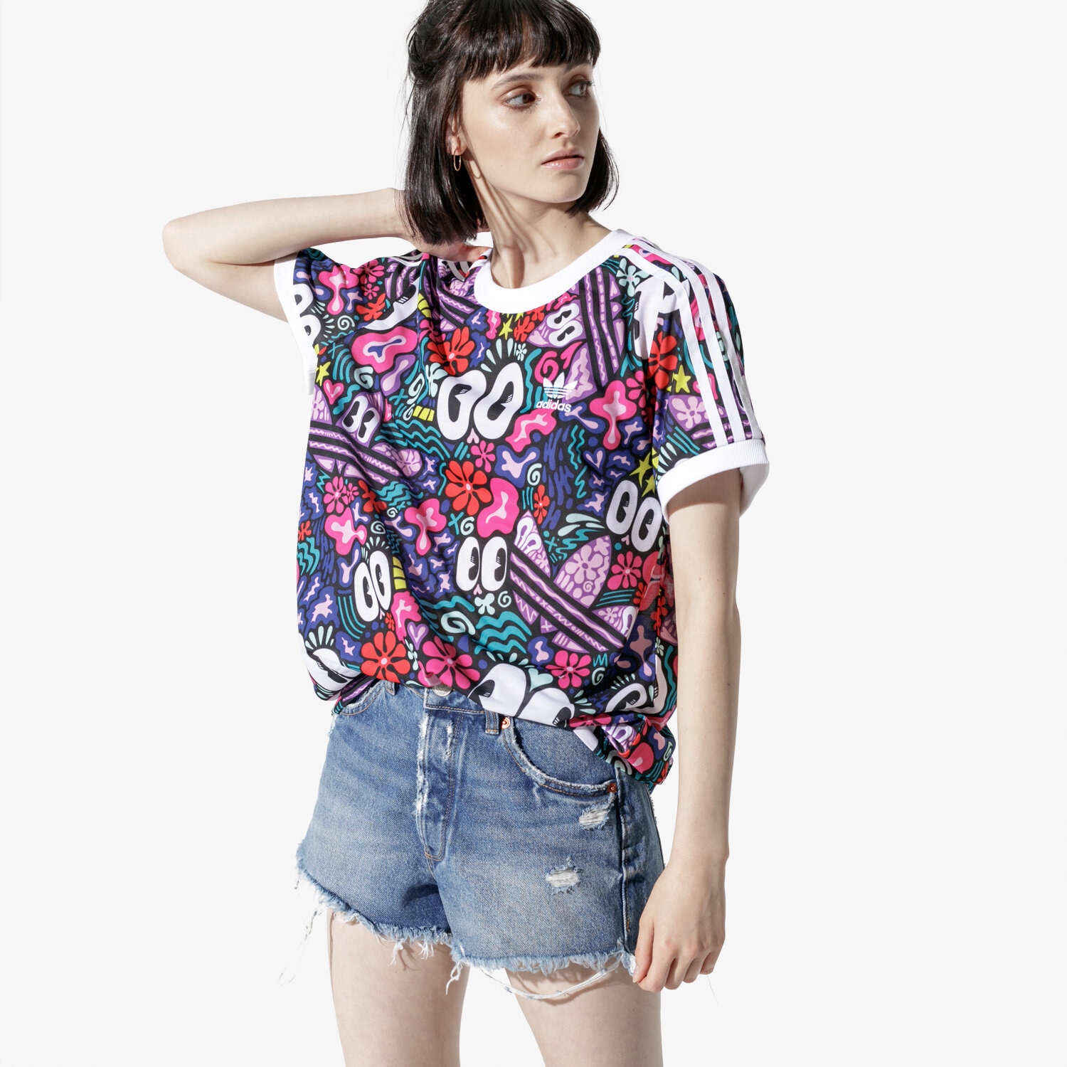 Damen T-Shirt ADIDAS T-SHIRT SS 3 STRIPES TEE DV2656 Multicolor
