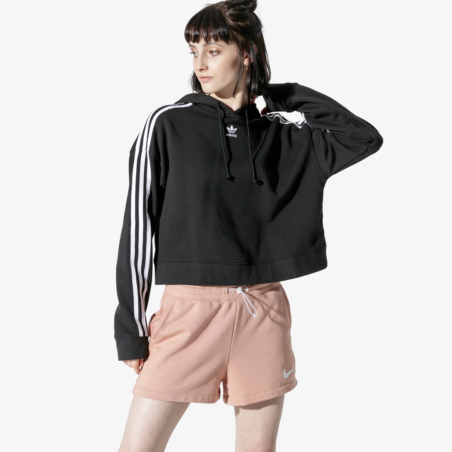 Damen ADIDAS SWEATSHIRT CROPPED HOODIE BLK CY4766 Schwarz