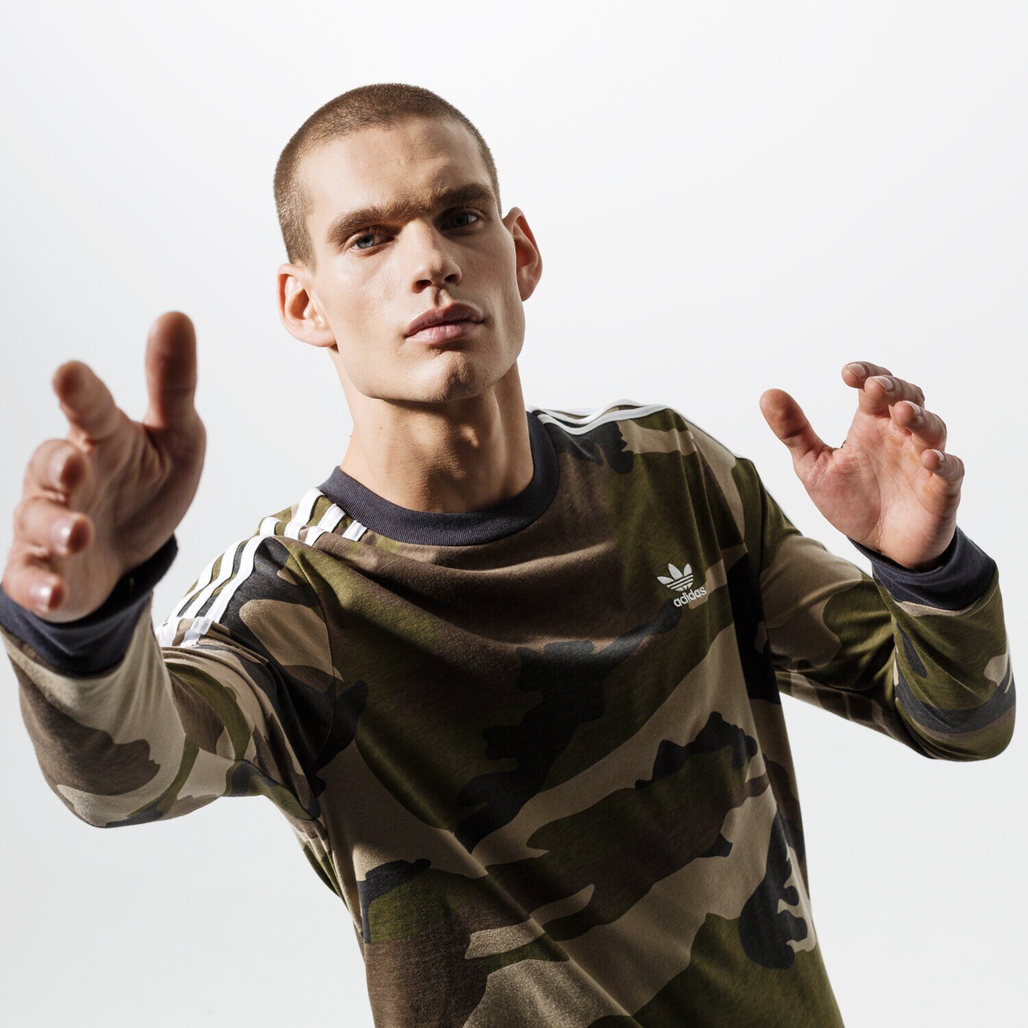 Herren ADIDAS SWEATSHIRT CAMO LS TEE DV2055 Braun