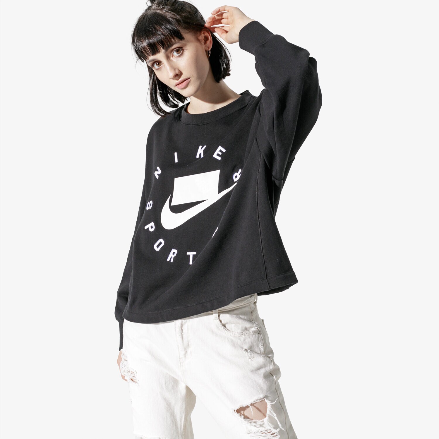 Damen NIKE SWEATSHIRT W NSW NSP CREW FLC FT BF AR3052-010 Schwarz