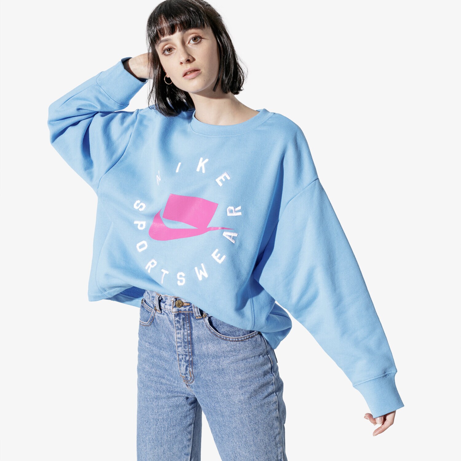 Damen NIKE SWEATSHIRT W NSW NSP CREW FLC FT BF AR3052-412 Blau