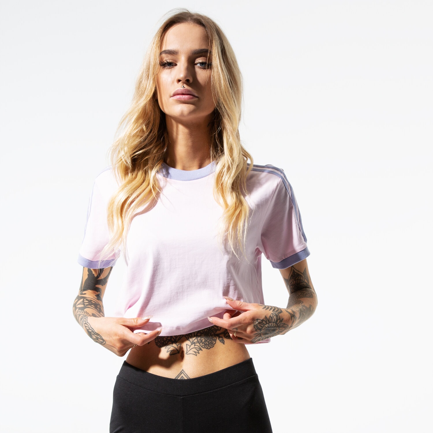 Damen T-Shirt ADIDAS T-SHIRT SS CROPPED TEE PNK DX4241 Rosa