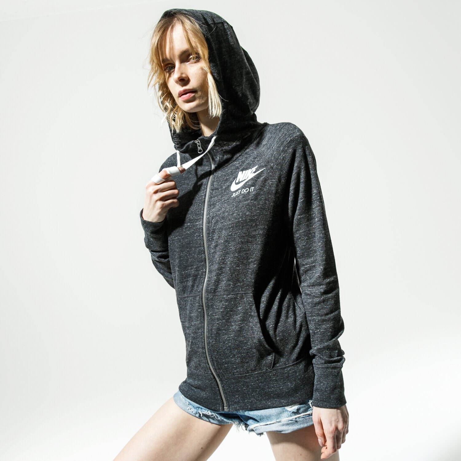 Damen NIKE SWEATSHIRT W NSW GYM VNTG HOODIE FZ 883729-010 Schwarz