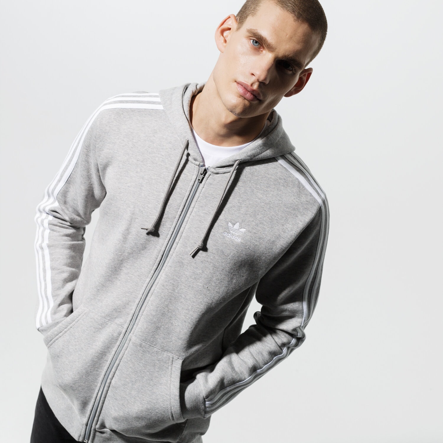 Herren ADIDAS SWEATSHIRT 3-STRIPES FZ ED5969 Grau