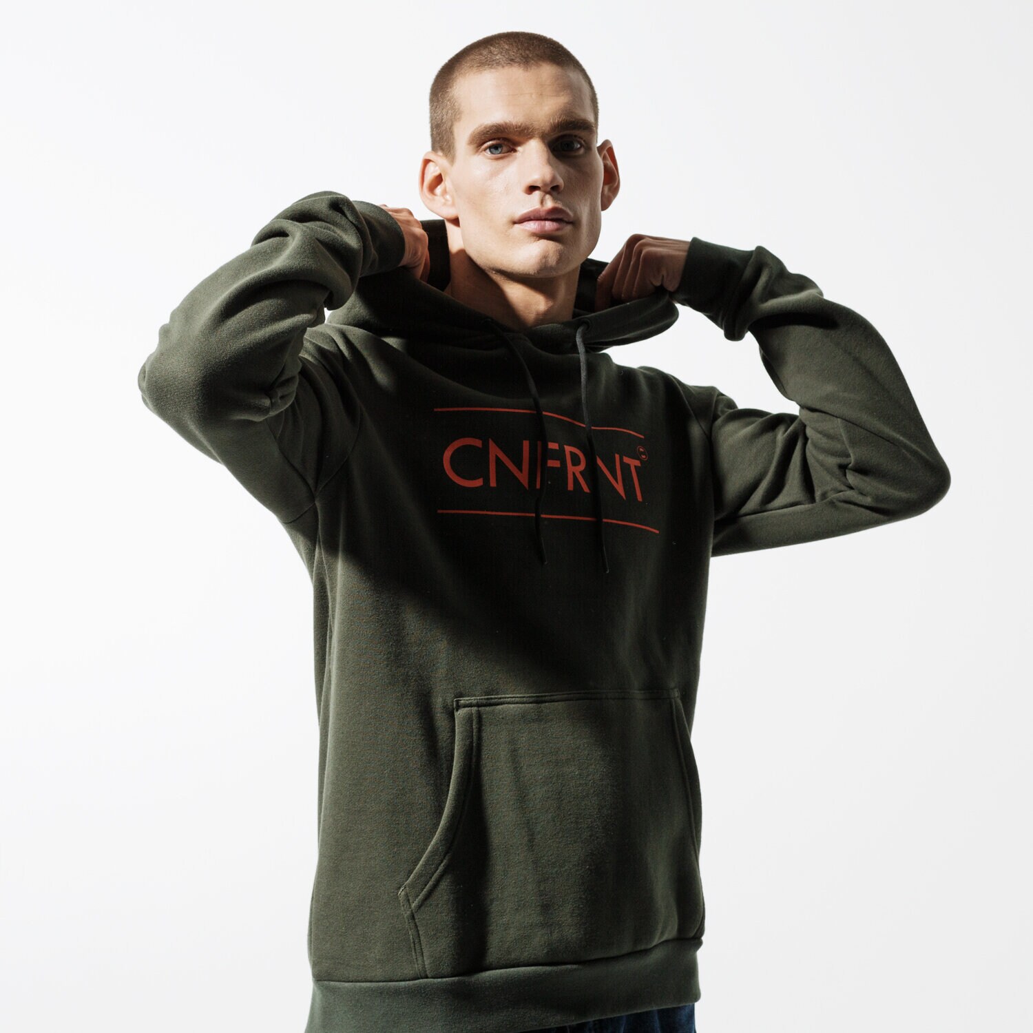 Herren CONFRONT SWEATSHIRT ESSENTIAL KHK HOODY  CF39BLM38002 Khaki