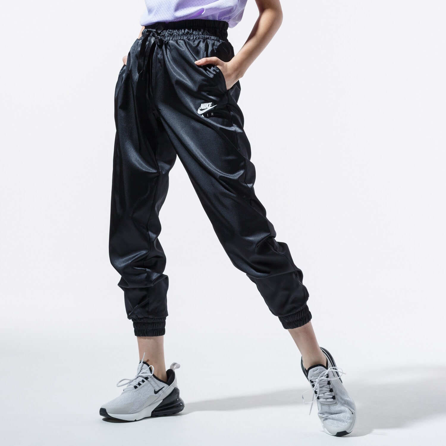 Damen Hosen NIKE HOSE W NSW AIR TRK PANT SATIN BV4781-010 Schwarz