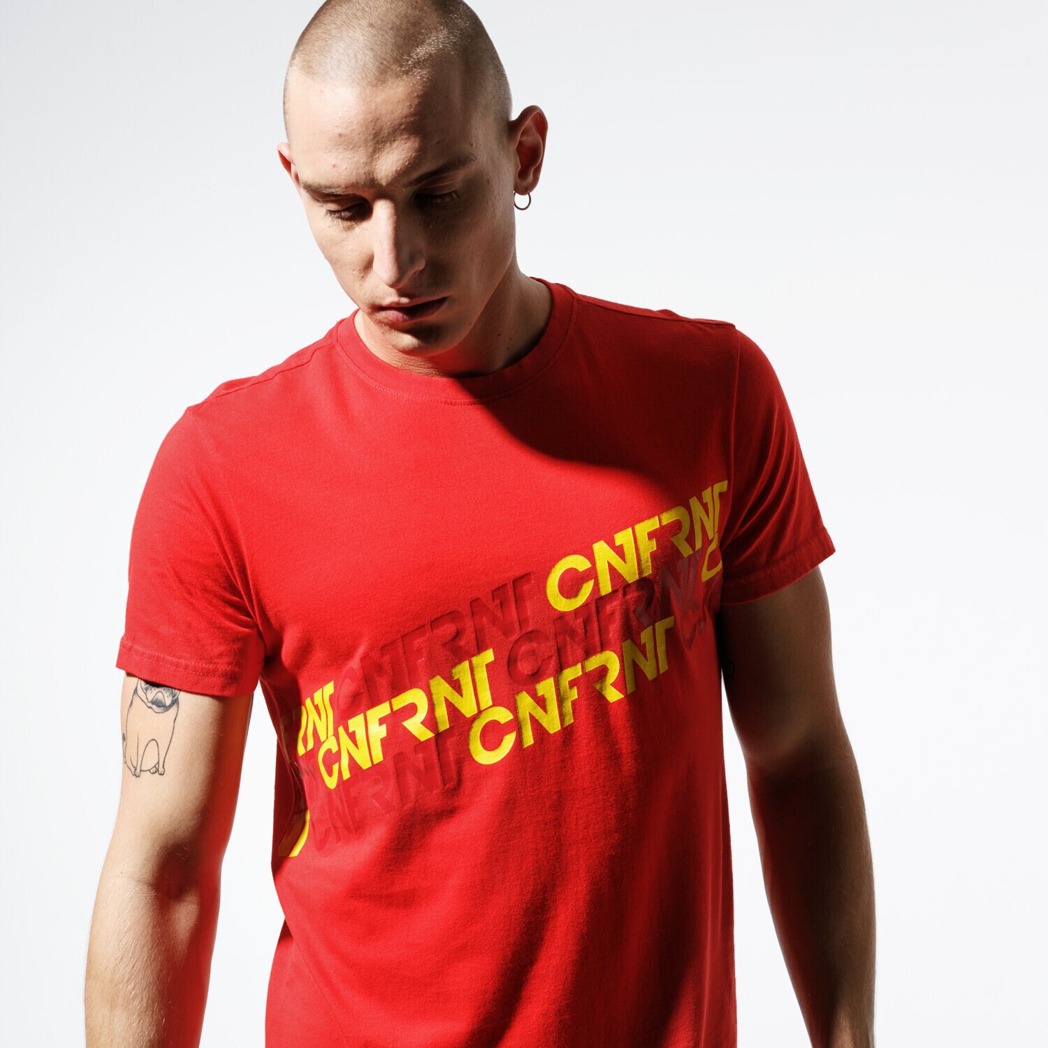 Herren T-Shirt CONFRONT T-SHIRT FOOT PRINT RED TEE CF39TSM60001 Rot