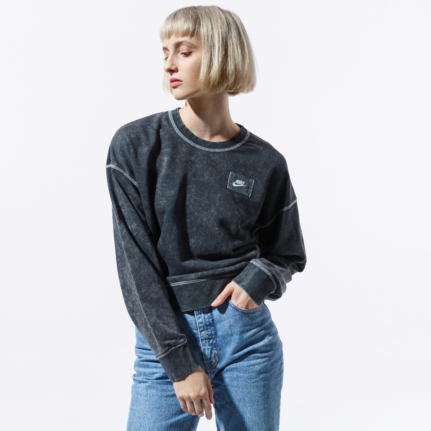 Damen NIKE SWEATSHIRT W NSW CREW FT REBEL BV2798-010 Schwarz