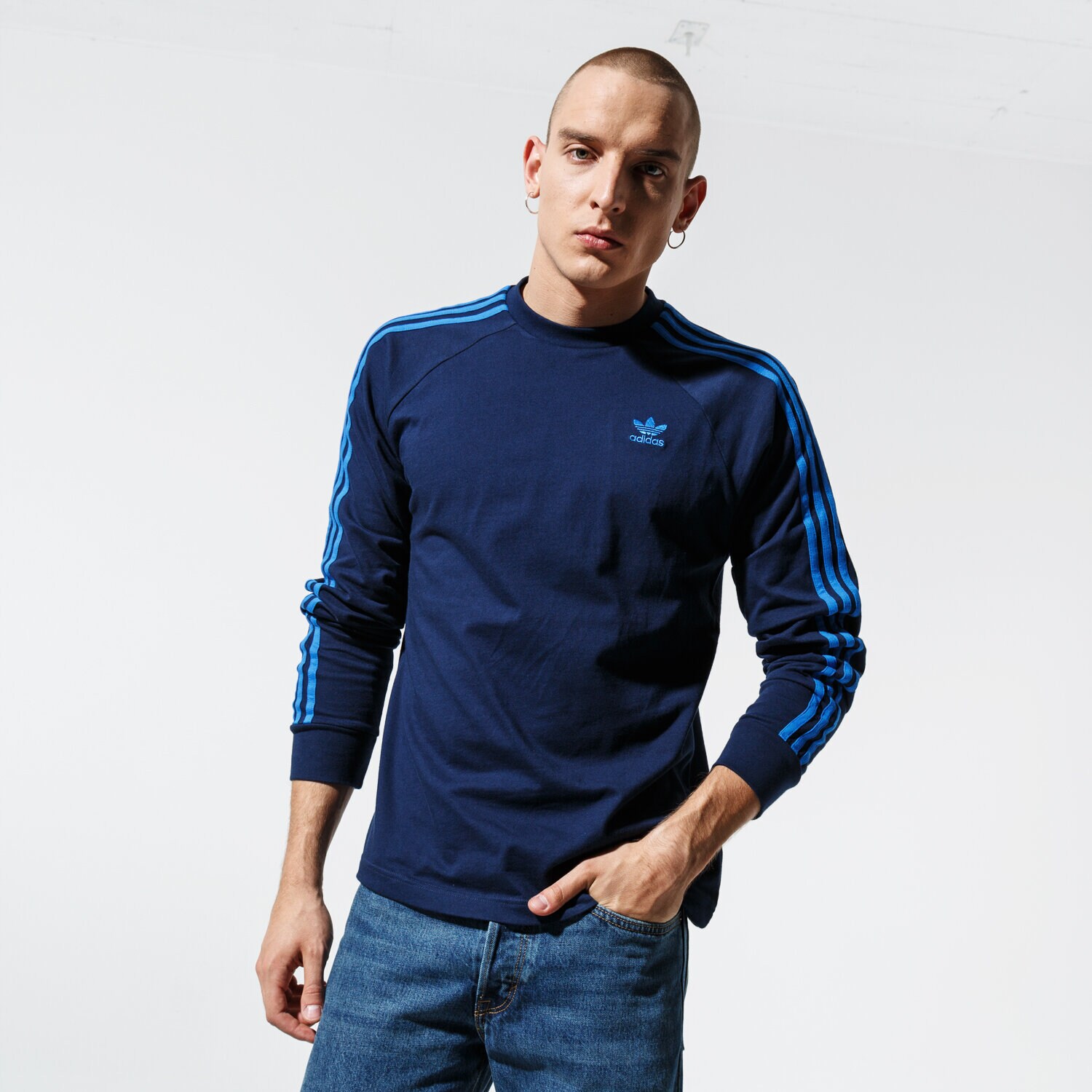Herren T-Shirt ADIDAS T-SHIRT LS 3-STRIPES LS T EK0256 Dunkelblau
