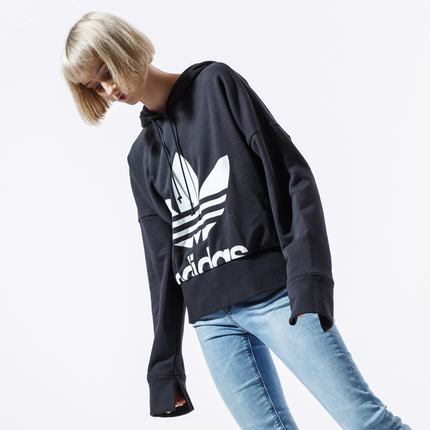 Damen ADIDAS SWEATSHIRT BELLISTA CROPPED HOODIE EC1874 Schwarz