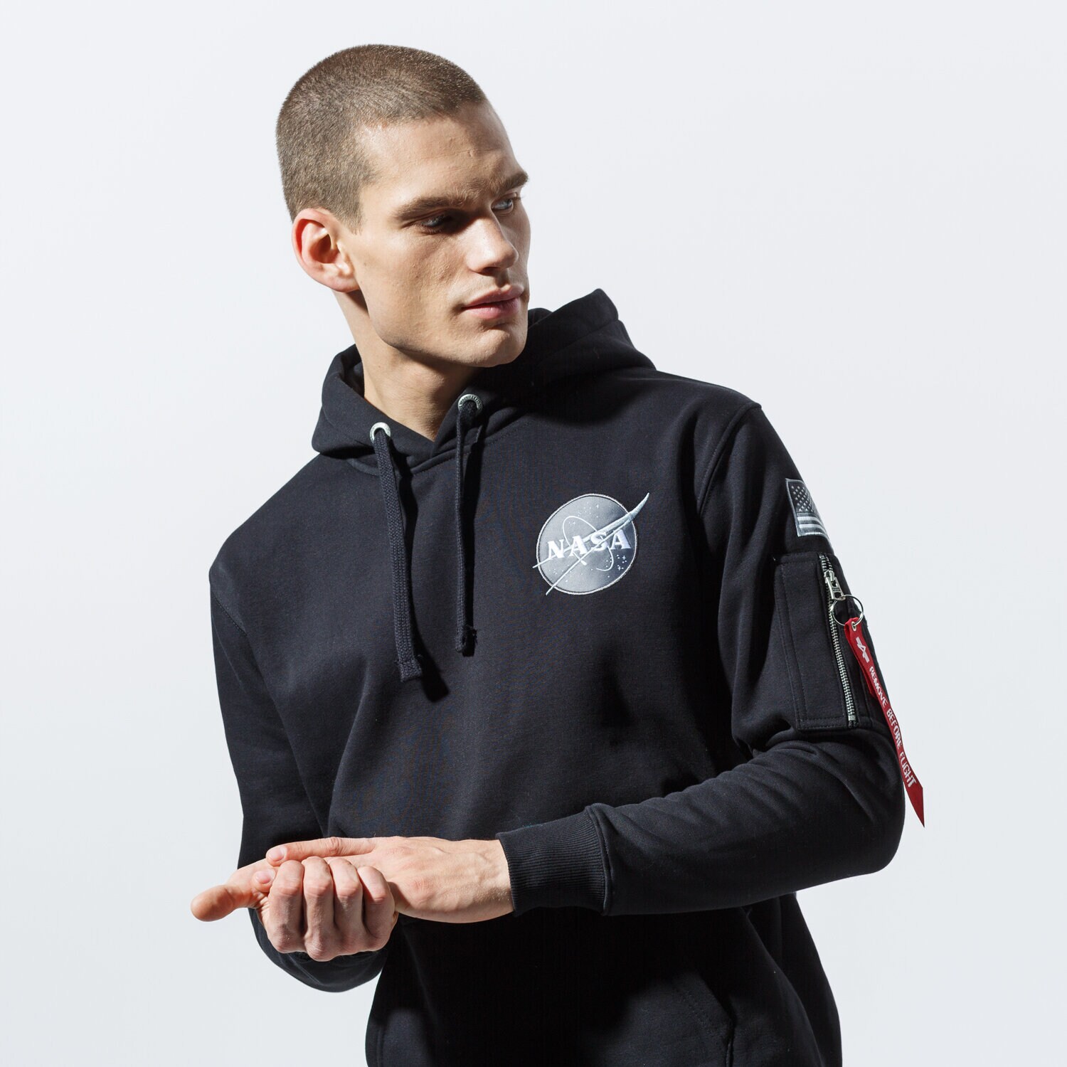 Herren ALPHA INDUSTRIES HOODIE SPACE SHUTTLE HOODY 178317-03 Schwarz