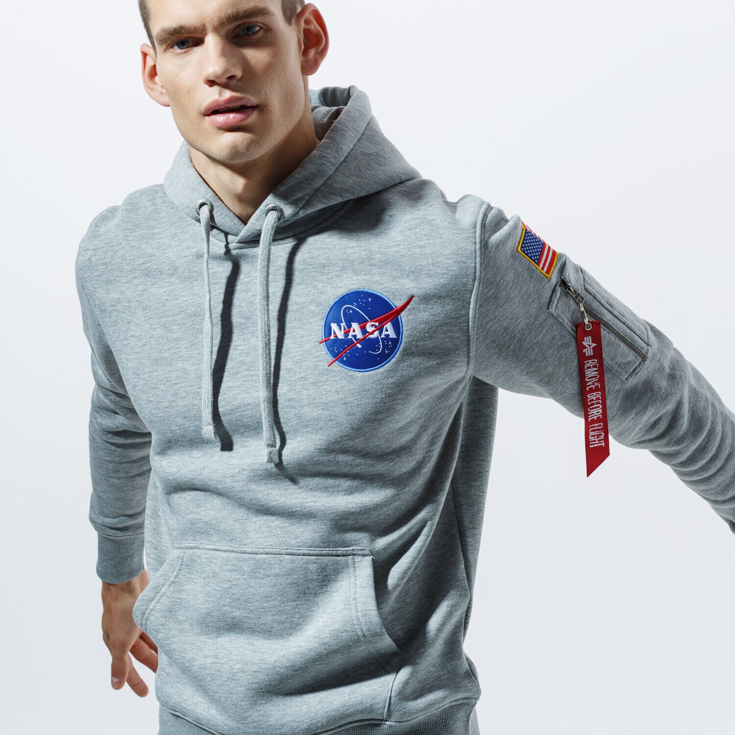 Herren ALPHA INDUSTRIES HOODIE SPACE SHUTTLE HOODY 178317-17 Grau