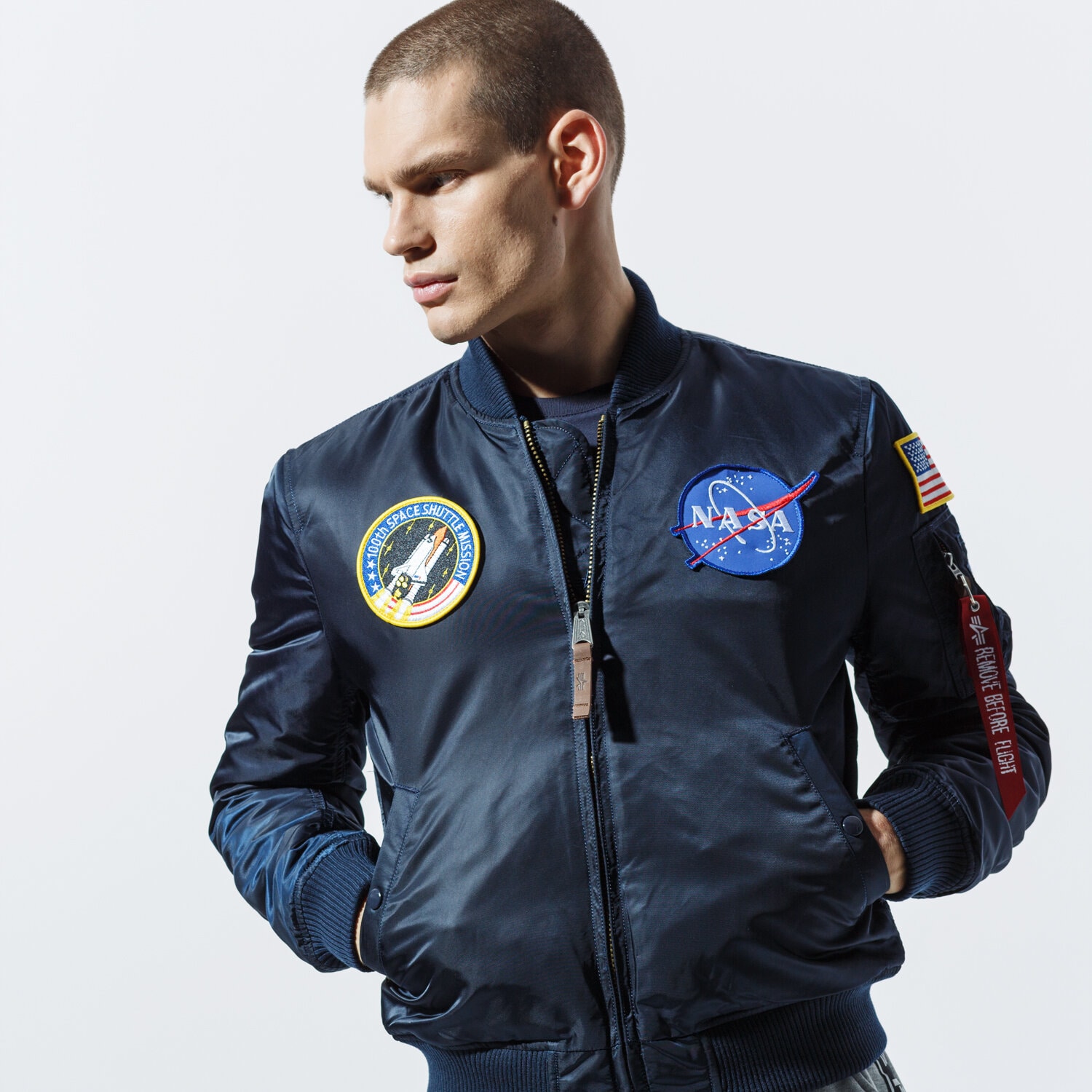 Herren Winterjacke ALPHA INDUSTRIES JACKE WINTER MA-1 VF NASA 16610707 Dunkelblau