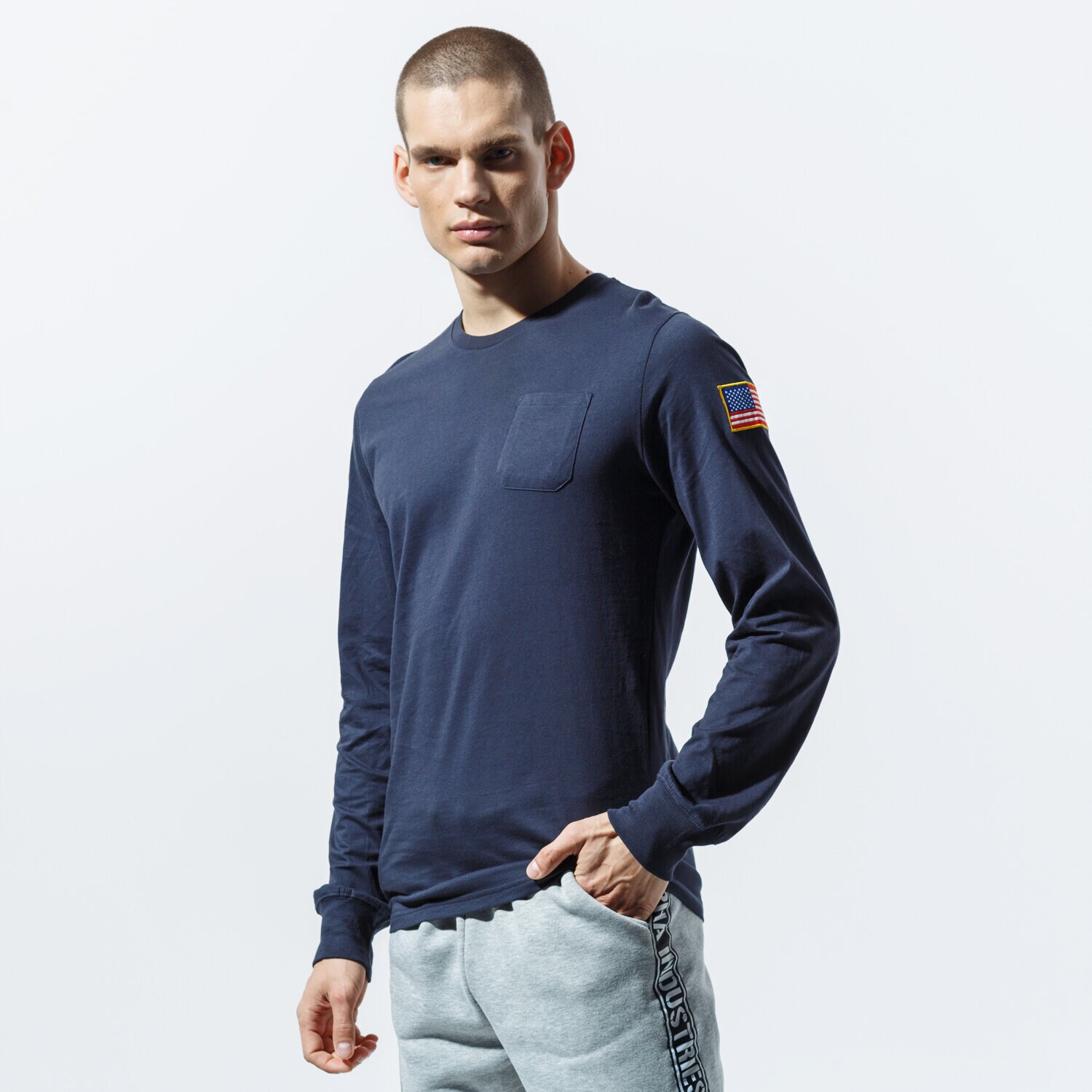 Herren T-Shirt ALPHA INDUSTRIES T-SHIRT NASA LS 176532-07 Dunkelblau