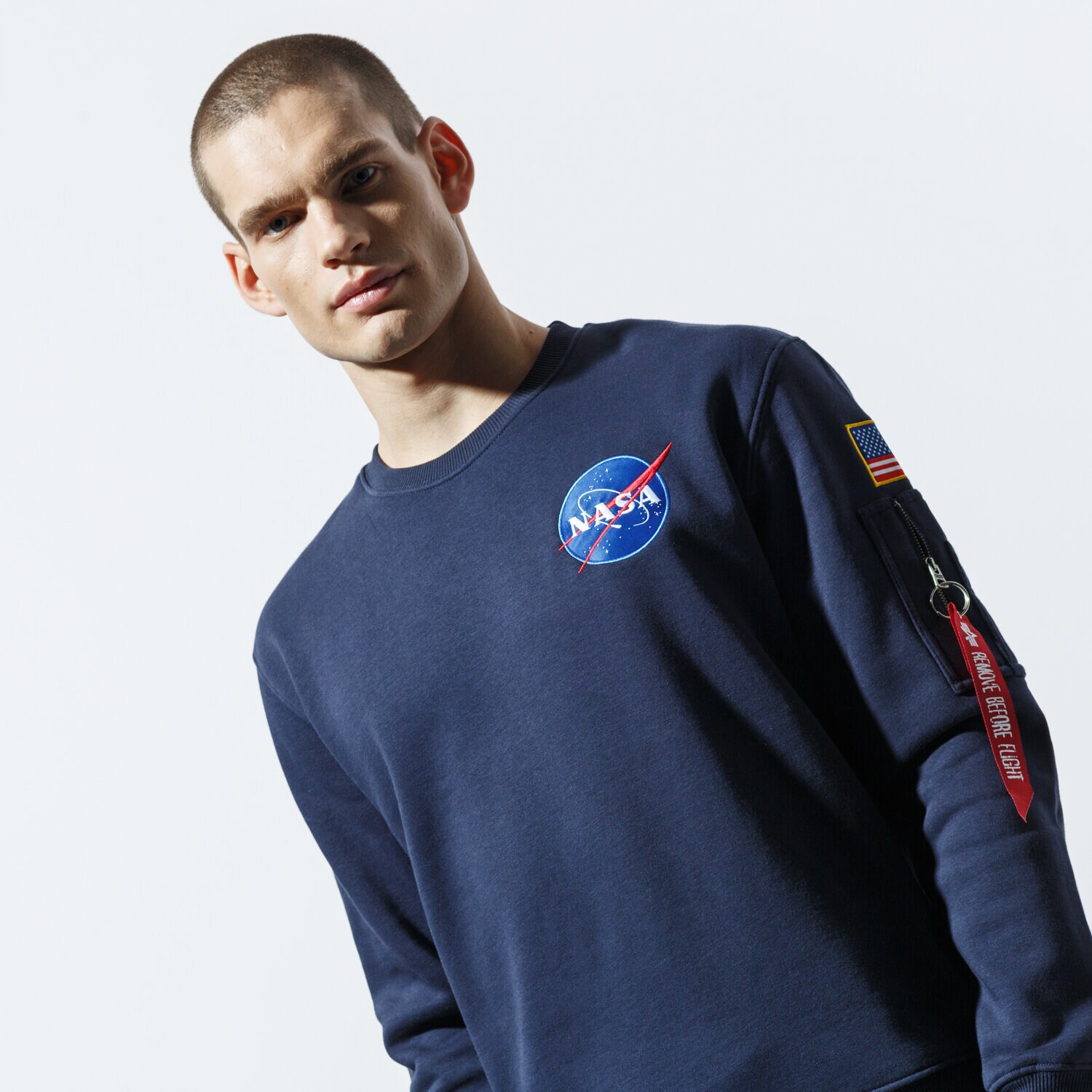 Herren ALPHA INDUSTRIES SWEATSHIRT SPACE SHUTTLE SWEATER 17830707 Dunkelblau