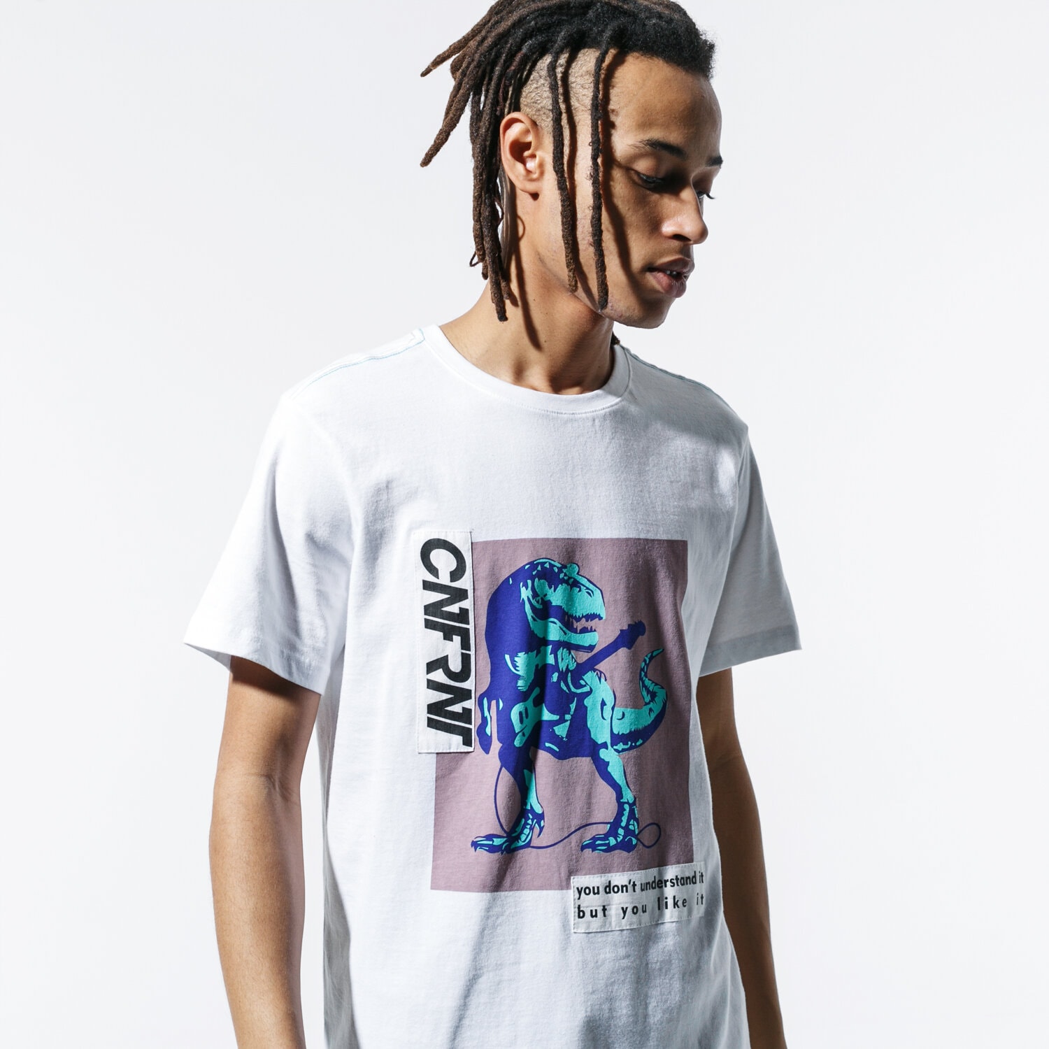 Herren T-Shirt CONFRONT T-SHIRT DINO WHT TEE CF39TSM58001 Weiß