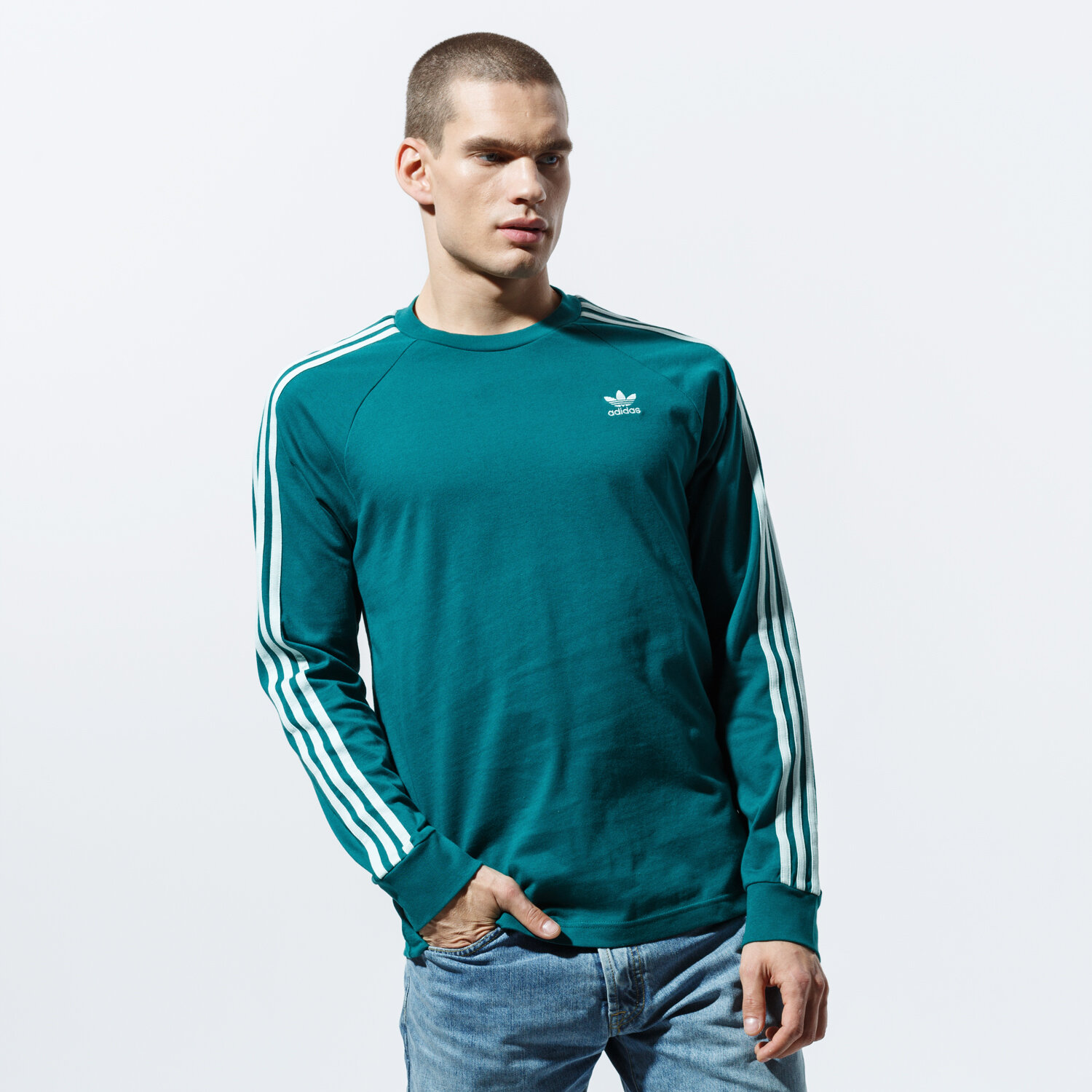 Herren T-Shirt ADIDAS T-SHIRT LS 3-STRIPES LS T EK0257 Grün
