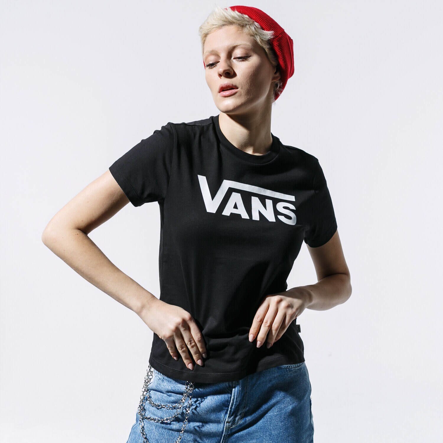 Damen T-Shirt VANS T-SHIRT FLYING V CREW TEE VN0A3UP4BLK1 Schwarz