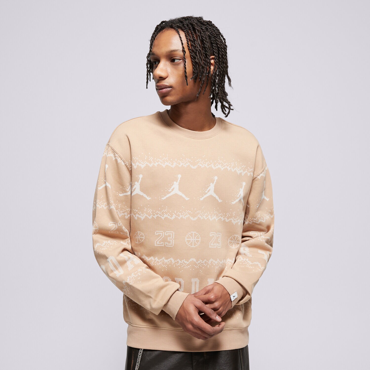 Herren JORDAN SWEATSHIRT M J ESS MMBR HLDY FLC CREW FD7463-200 Beige